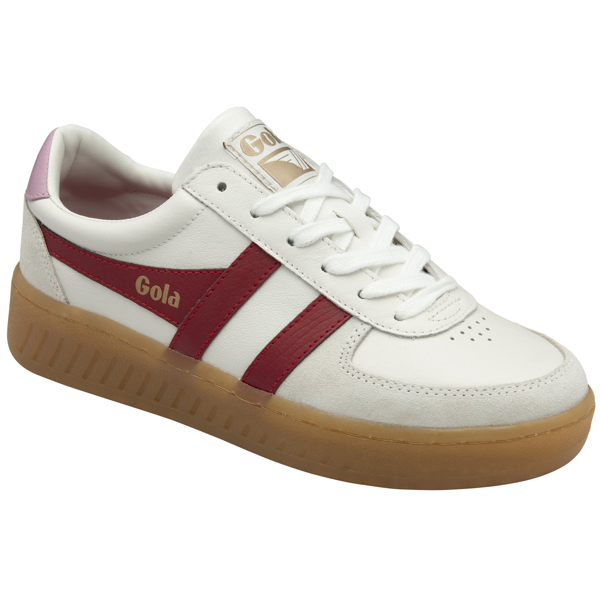 gola-grandslam-elite-damen-sneaker-wei-tiefrot-rosa image 2