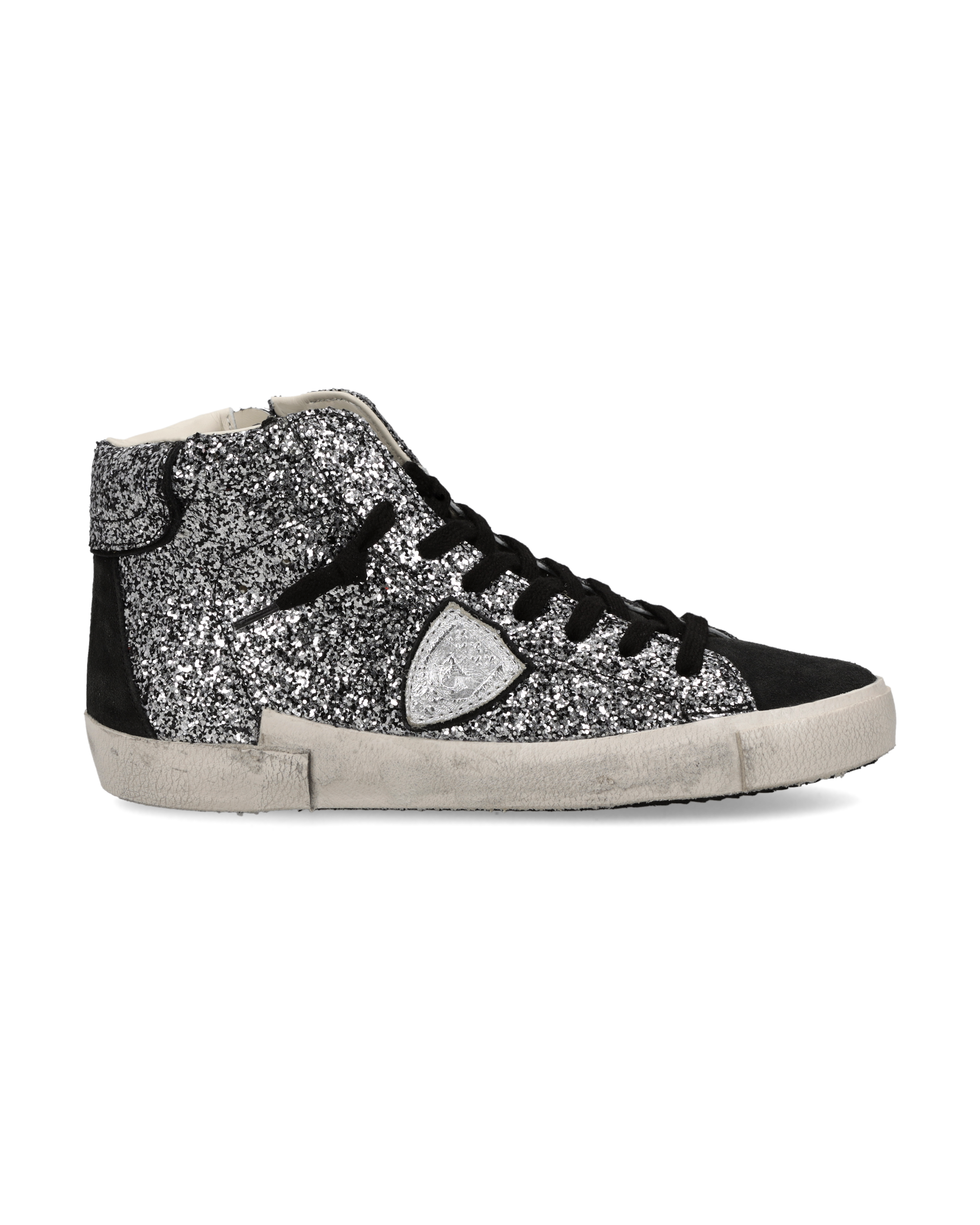 philippe-model-prsx-high-damen-sneaker-pailletten-schwarz-silber image 1