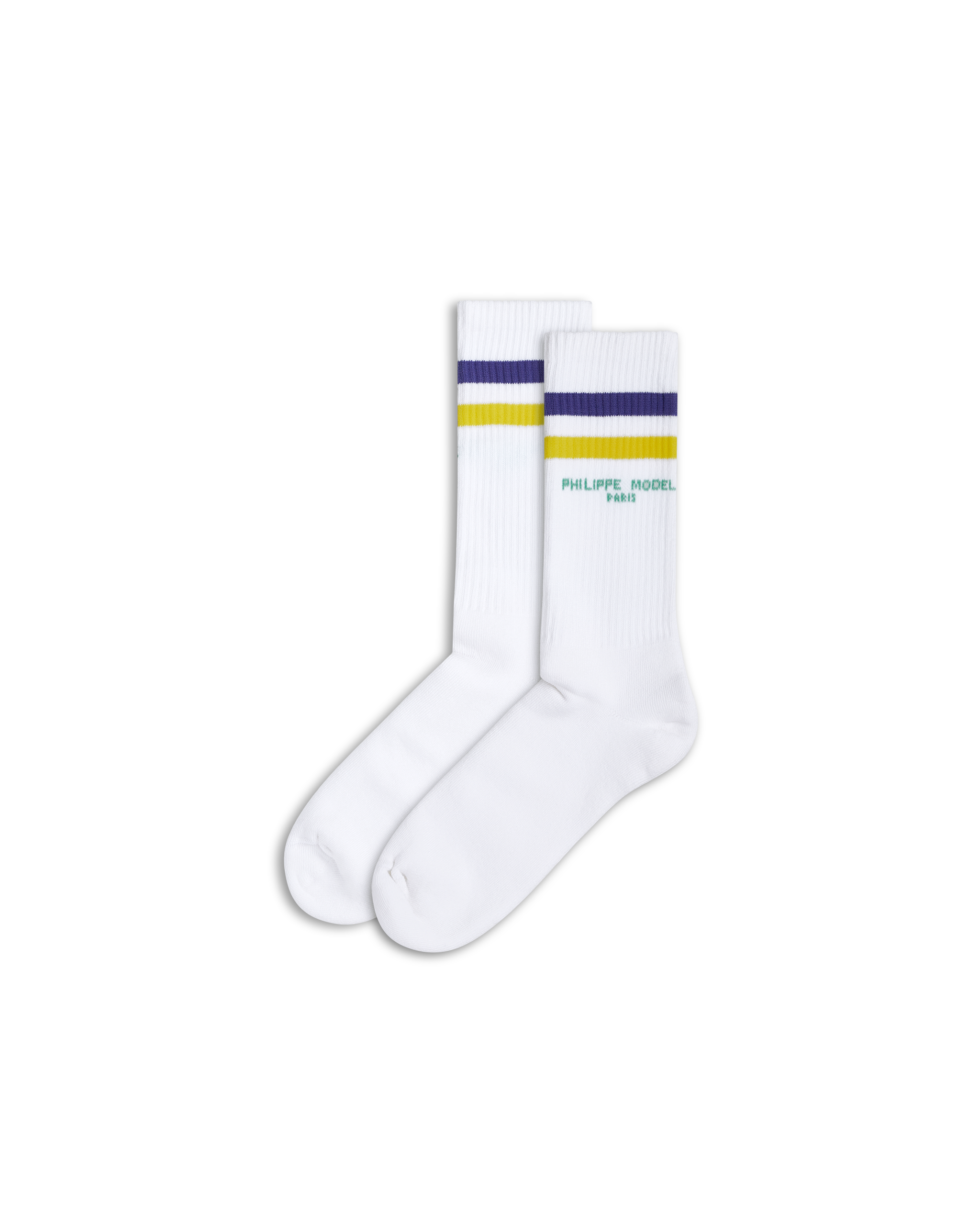 philippe-model-baumwoll-socken-unisex-wei-gelb-violett image 1