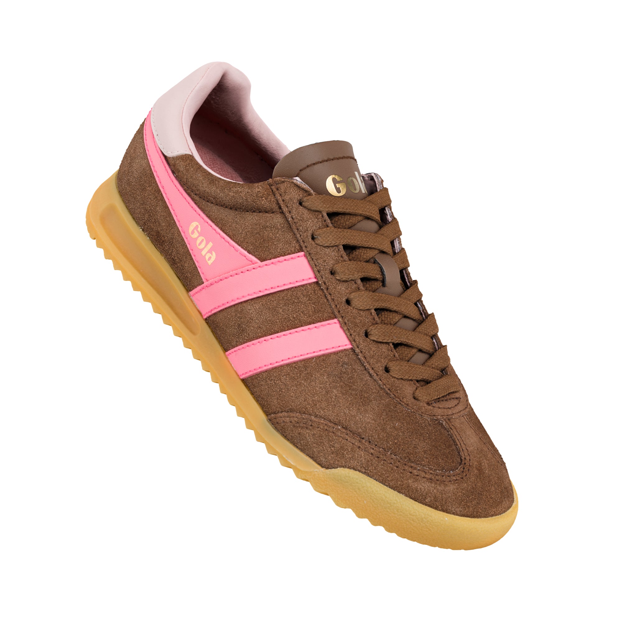 gola-torpedo-damen-sneaker-dunkelbraun-neonpink-rosa image 5