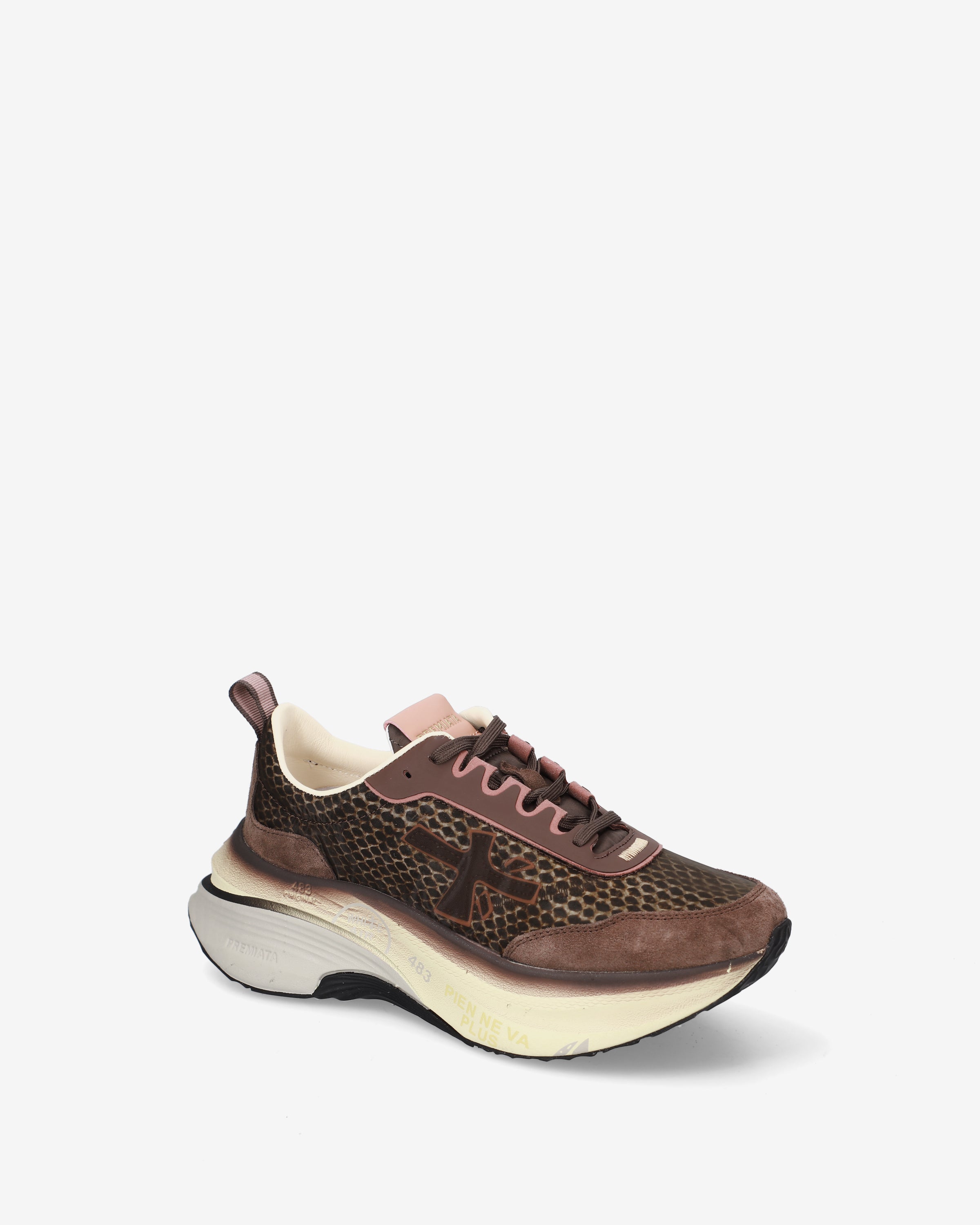 premiata-hill-8547-sneaker-damen-braun-reptil-maxi-sohle image 4