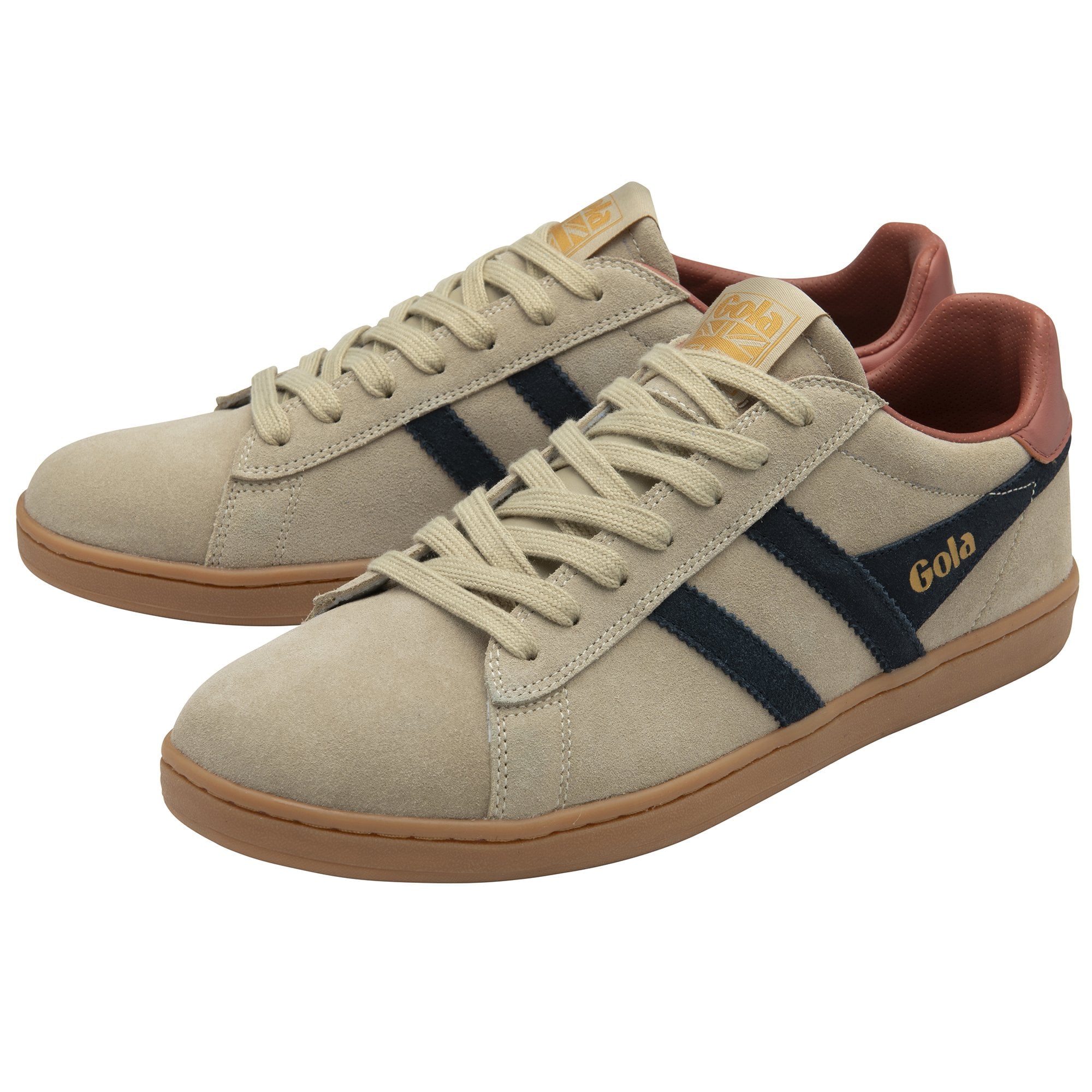 gola-equipe-ii-wildleder-herren-sneaker-creme-marineblau-rost image 3