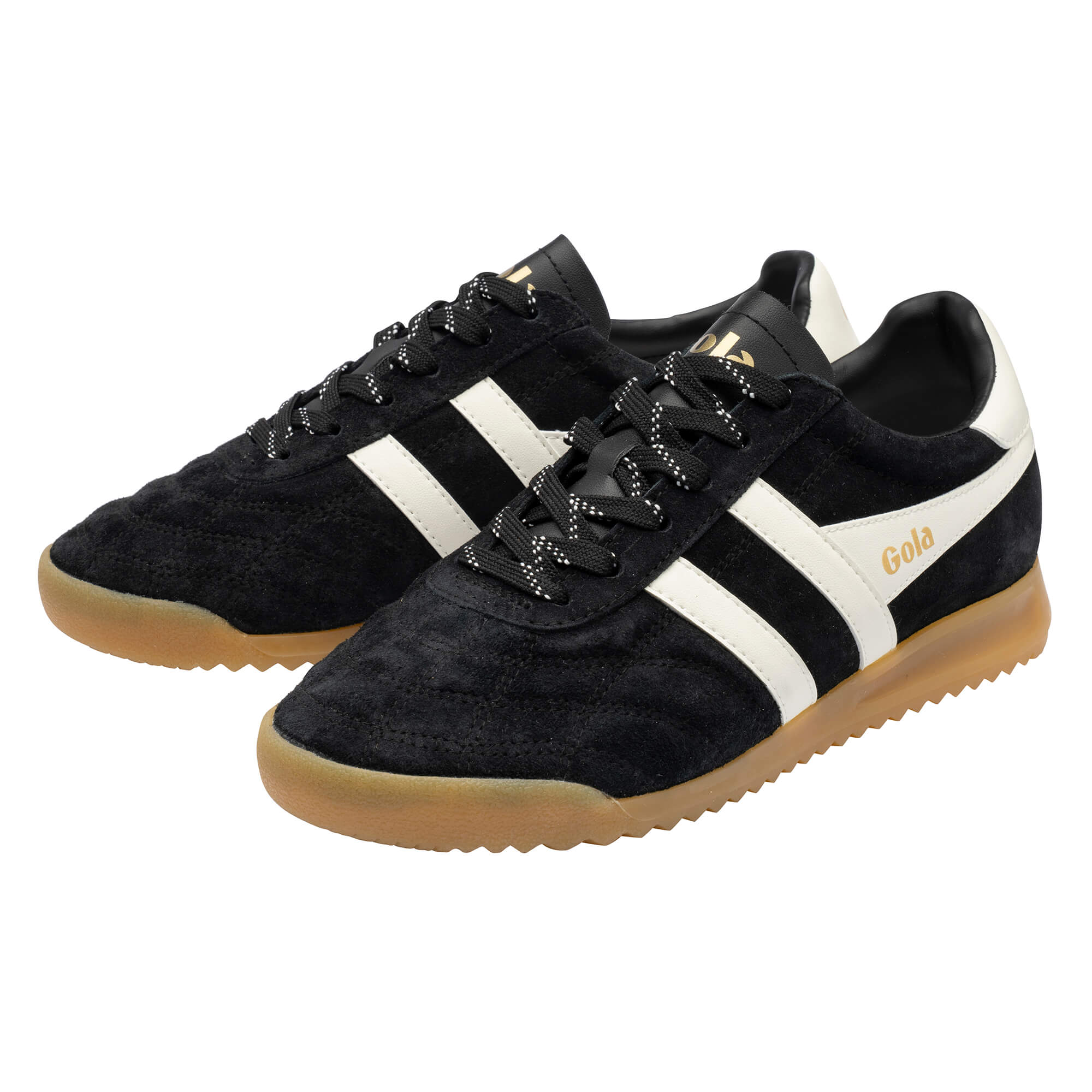 gola-stadium-damen-sneaker-schwarz-wildleder-gum-sohle image 3