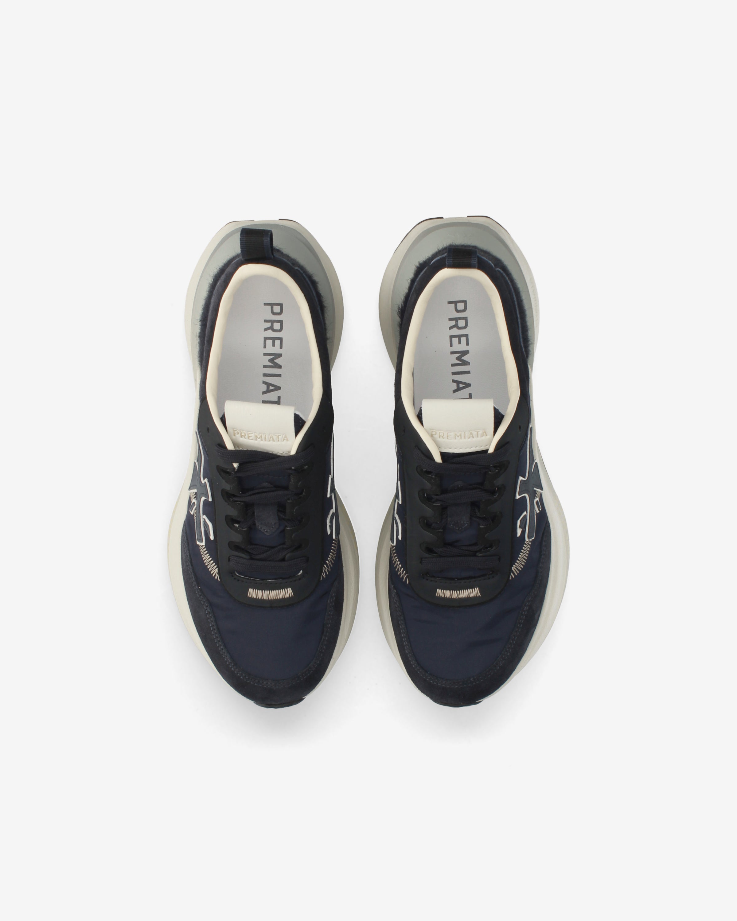 premiata-hill-8686-sneaker-damen-navyblau-leder-maxi-sohle image 6