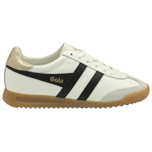 gola-torpedo-sneaker-f-r-damen-aus-leder-cremewei-schwarz-mit-goldlasche image 1