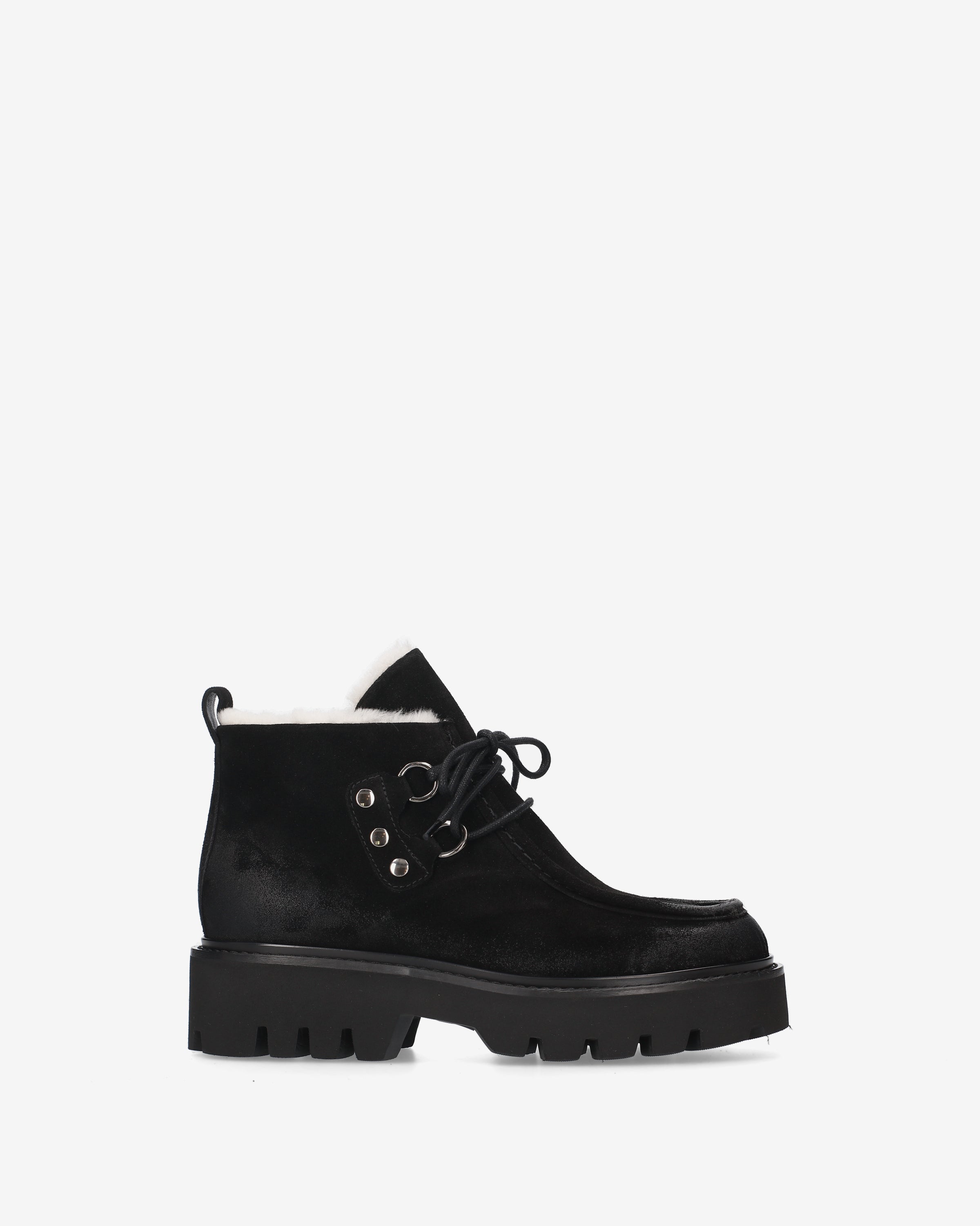 premiata-polacchino-damen-boot-schwarz-crosta-mit-lammfell image 1