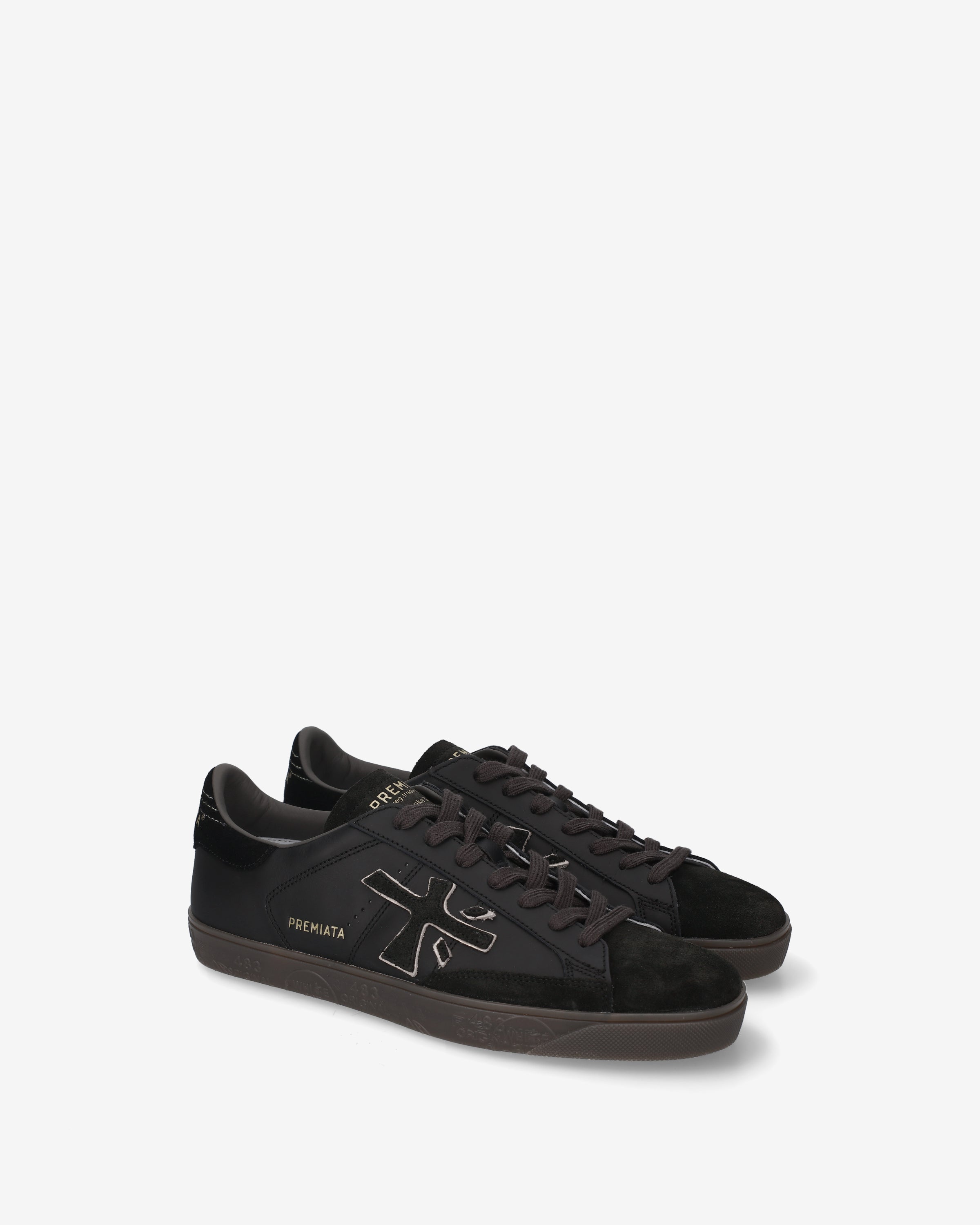 premiata-steven-8484-herren-sneaker-schwarz-leder-suede-mit-2-cm-sohle image 2