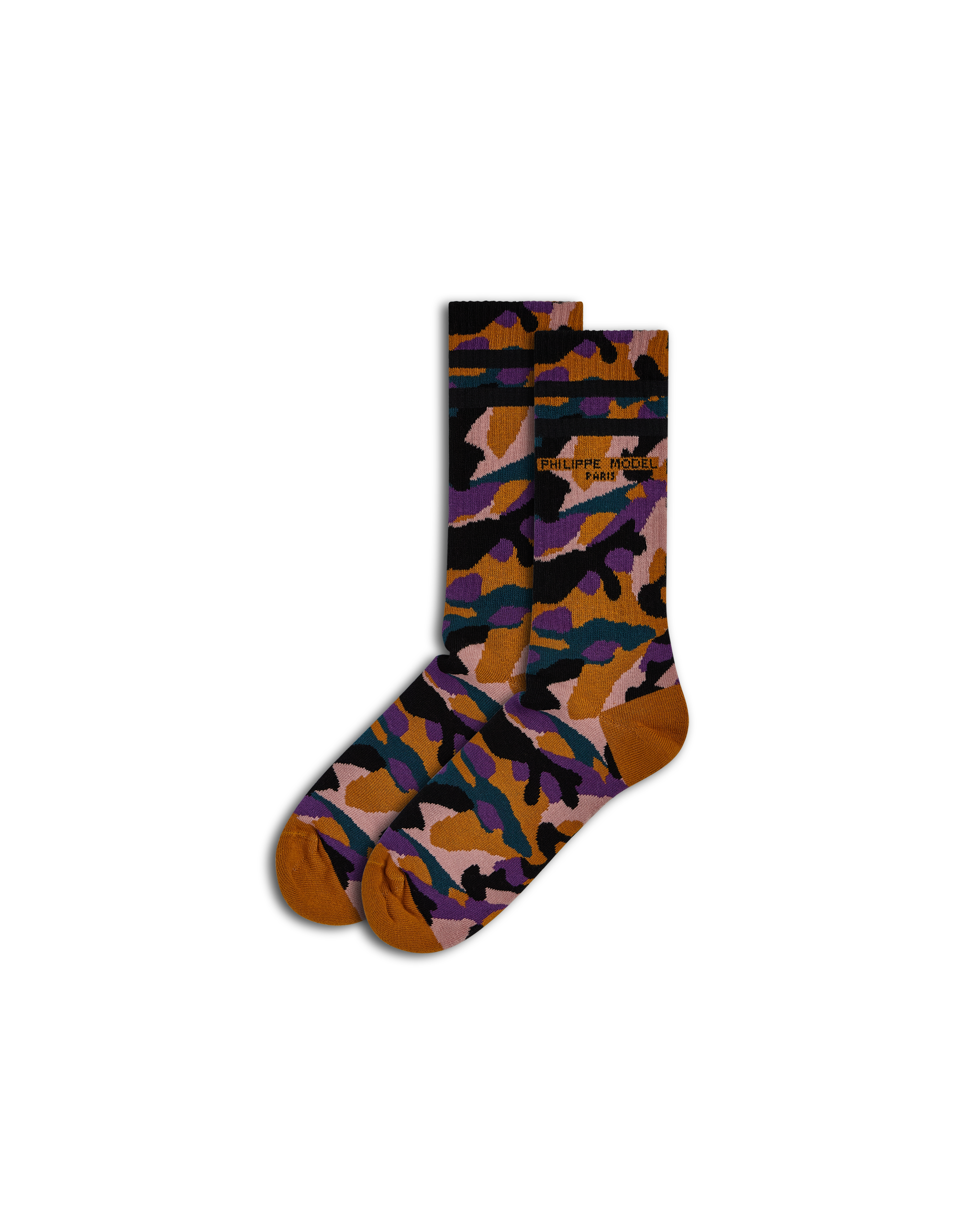 philippe-model-baumwoll-socken-orange-violett-schwarz image 1