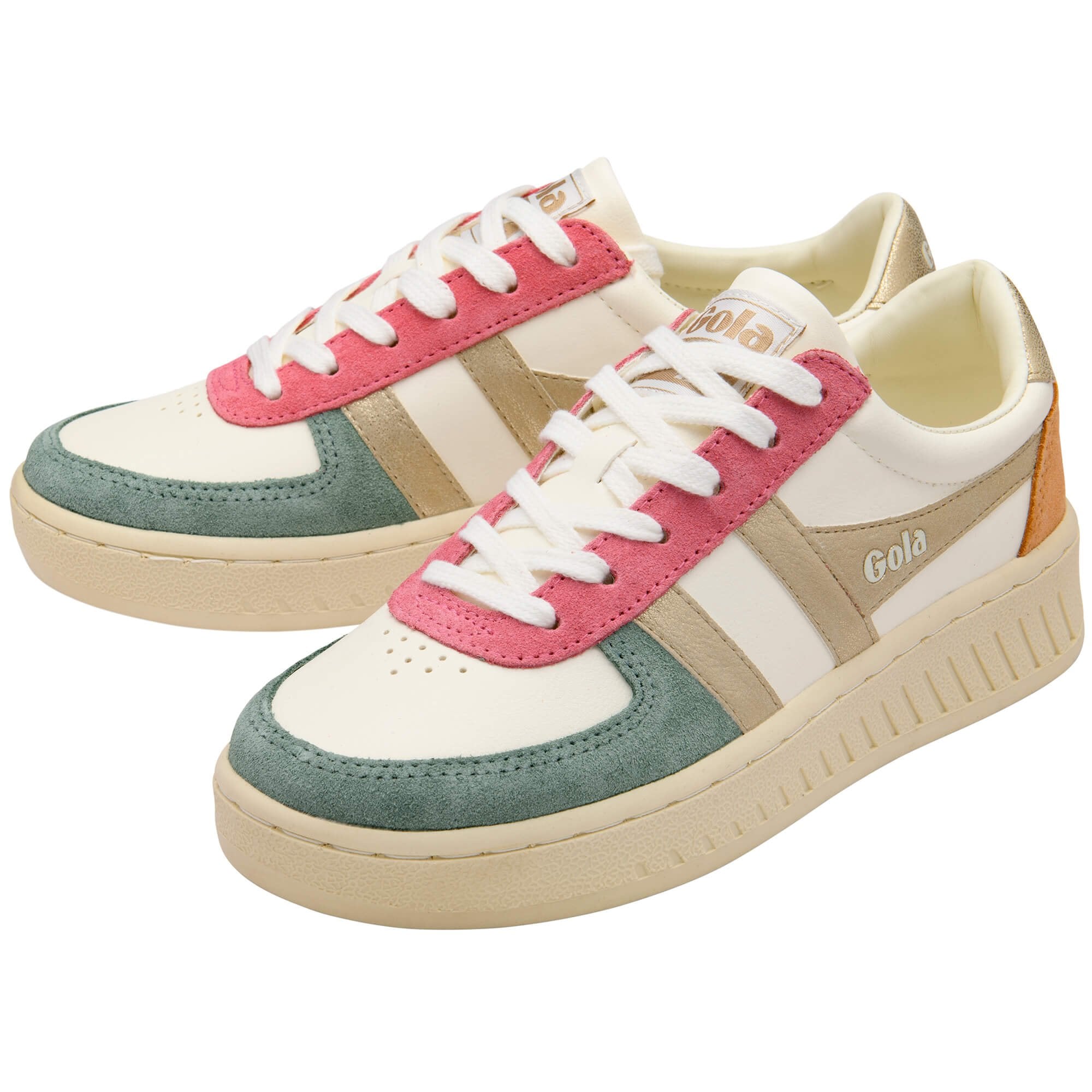gola-grandslam-quadrant-damen-sneaker-off-white-gr-n-gold-lachsrosa image 3