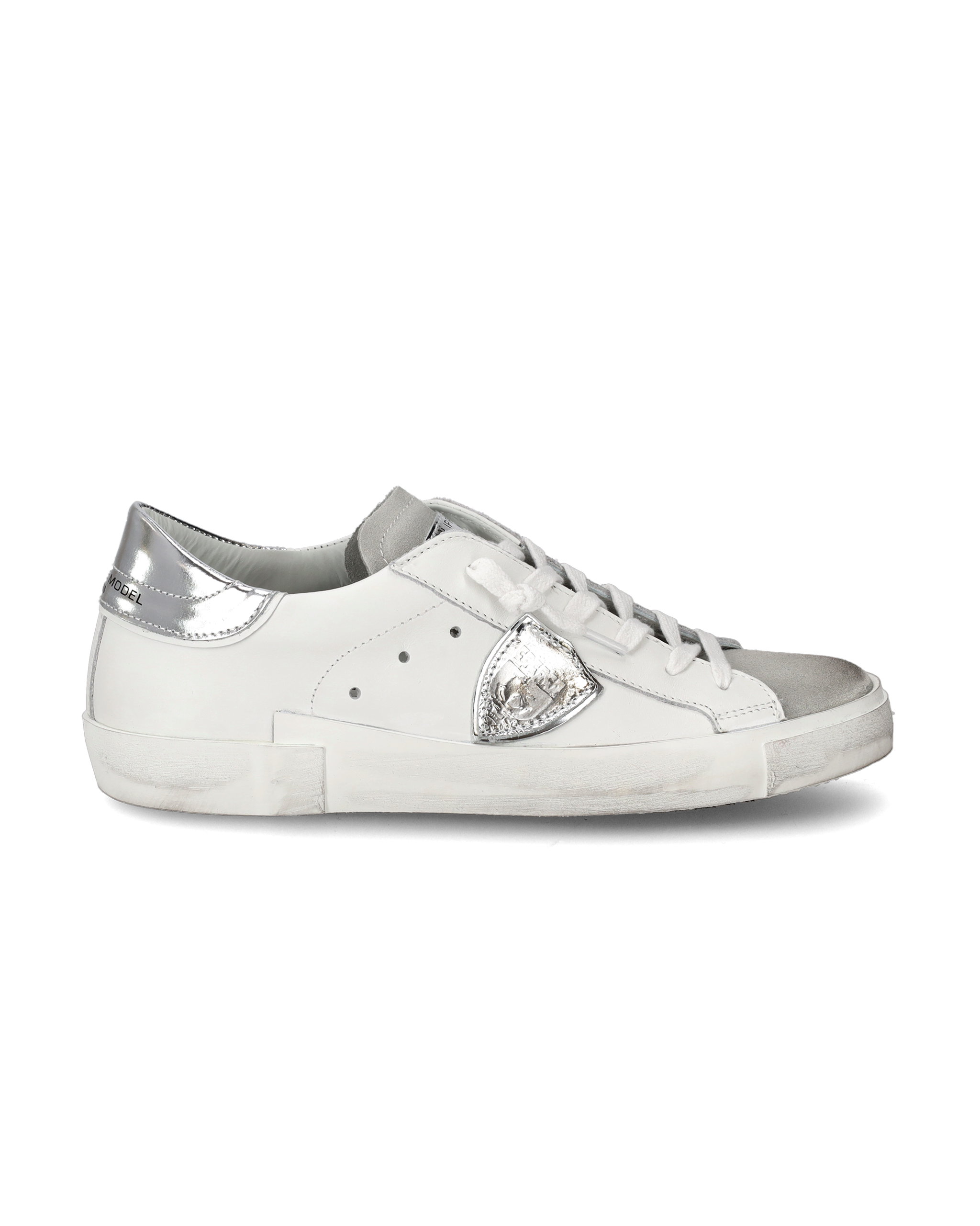 philippe-model-prsx-damen-low-sneaker-wei-silber-metallic-leder image 1