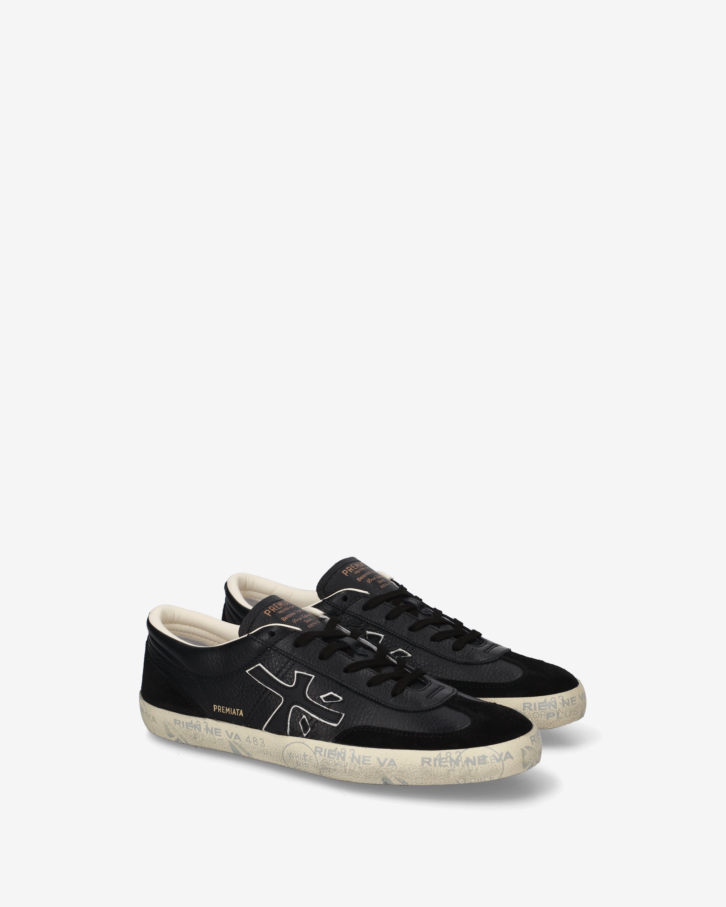 premiata-david-8285-herren-sneaker-schwarz-perforiertes-leder-suede image 2