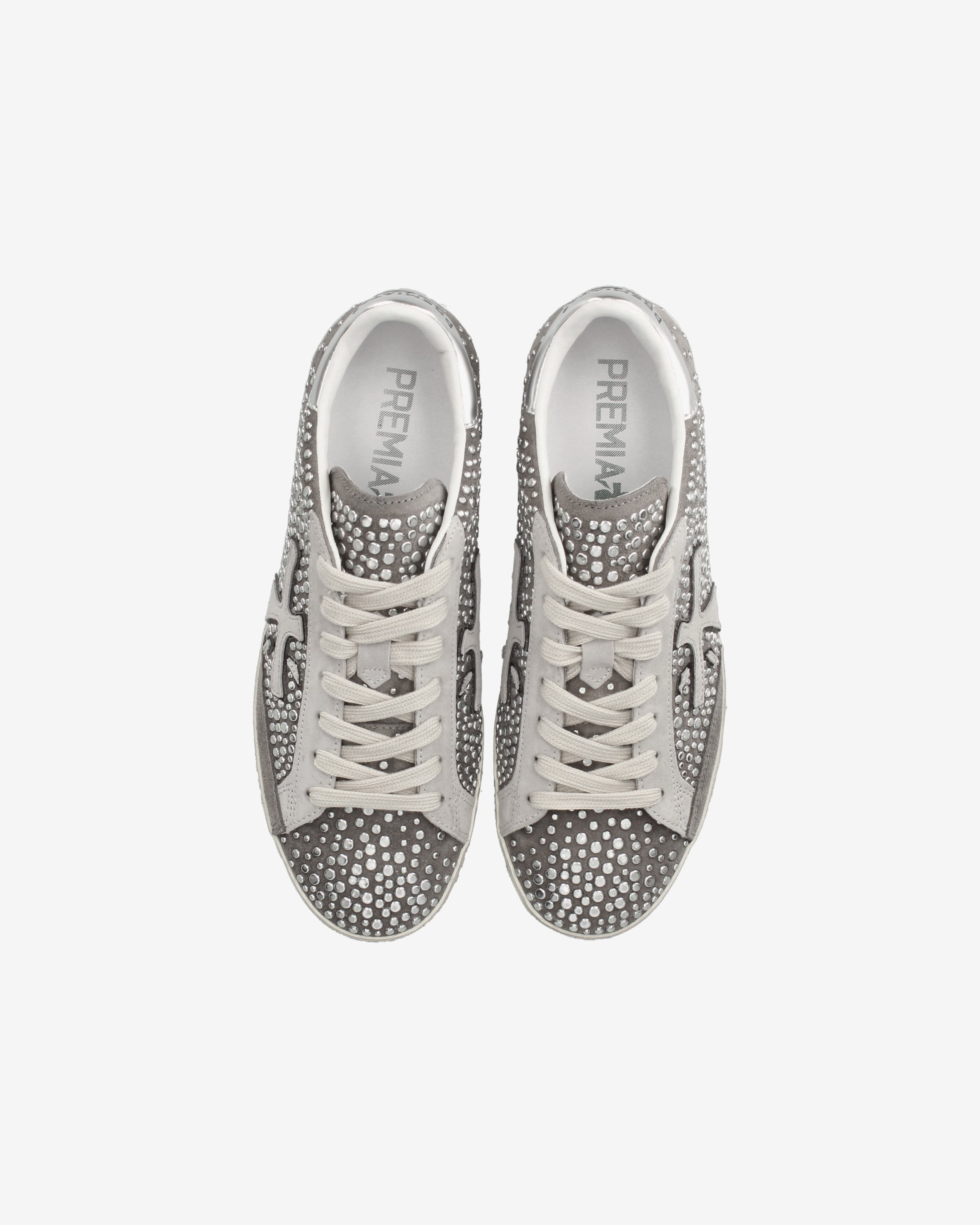 premiata-stevend-7850-damen-sneaker-suede-hellgrau-silber-glam image 6