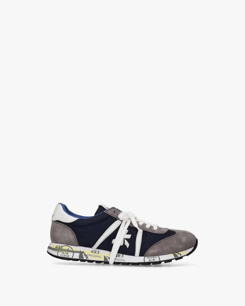 premiata-lucy-7089-retro-running-sneaker-navy-grau image 1