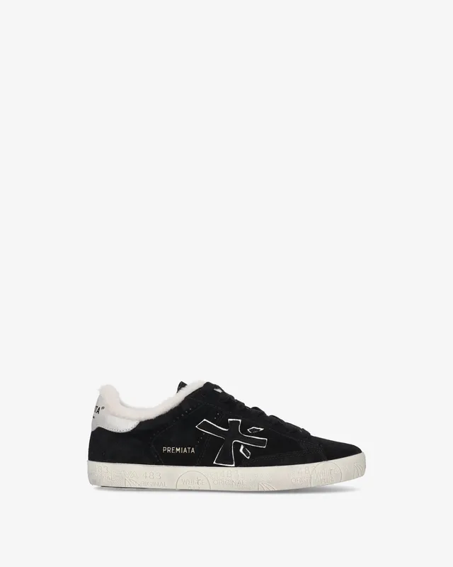 premiata-stevend-8487m-damen-sneaker-suede-schwarz-mit-wei image 1
