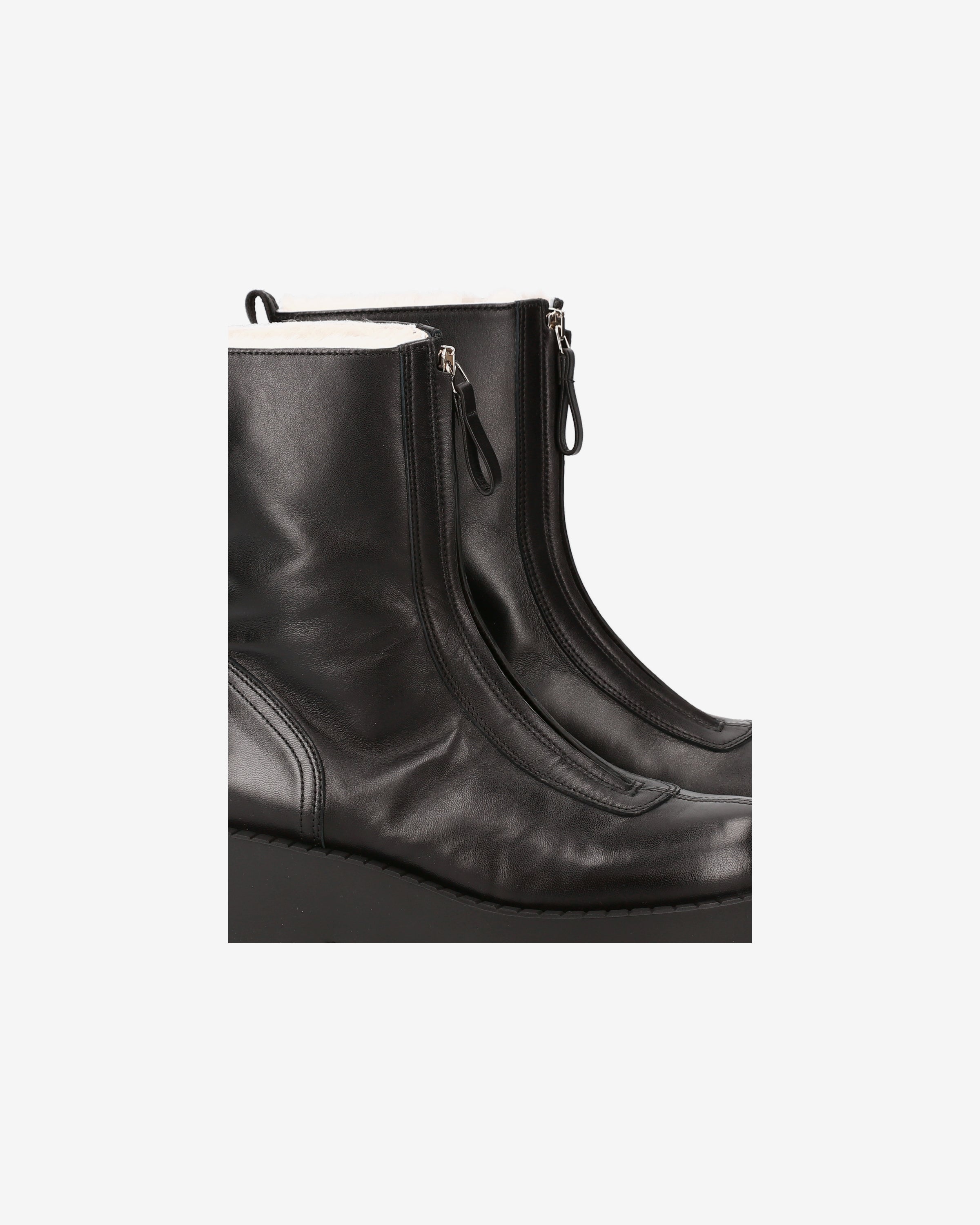 premiata-stivaletti-pelle-nera-montone-damen-platform-stiefel image 6