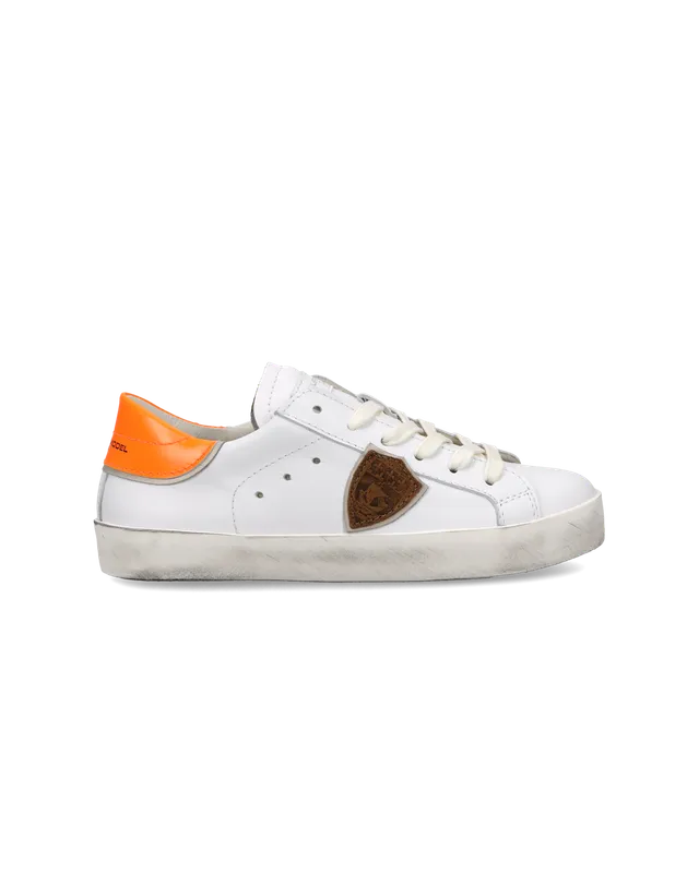 philippe-model-prsx-sneaker-kids-blanc-orange-fluo image 1