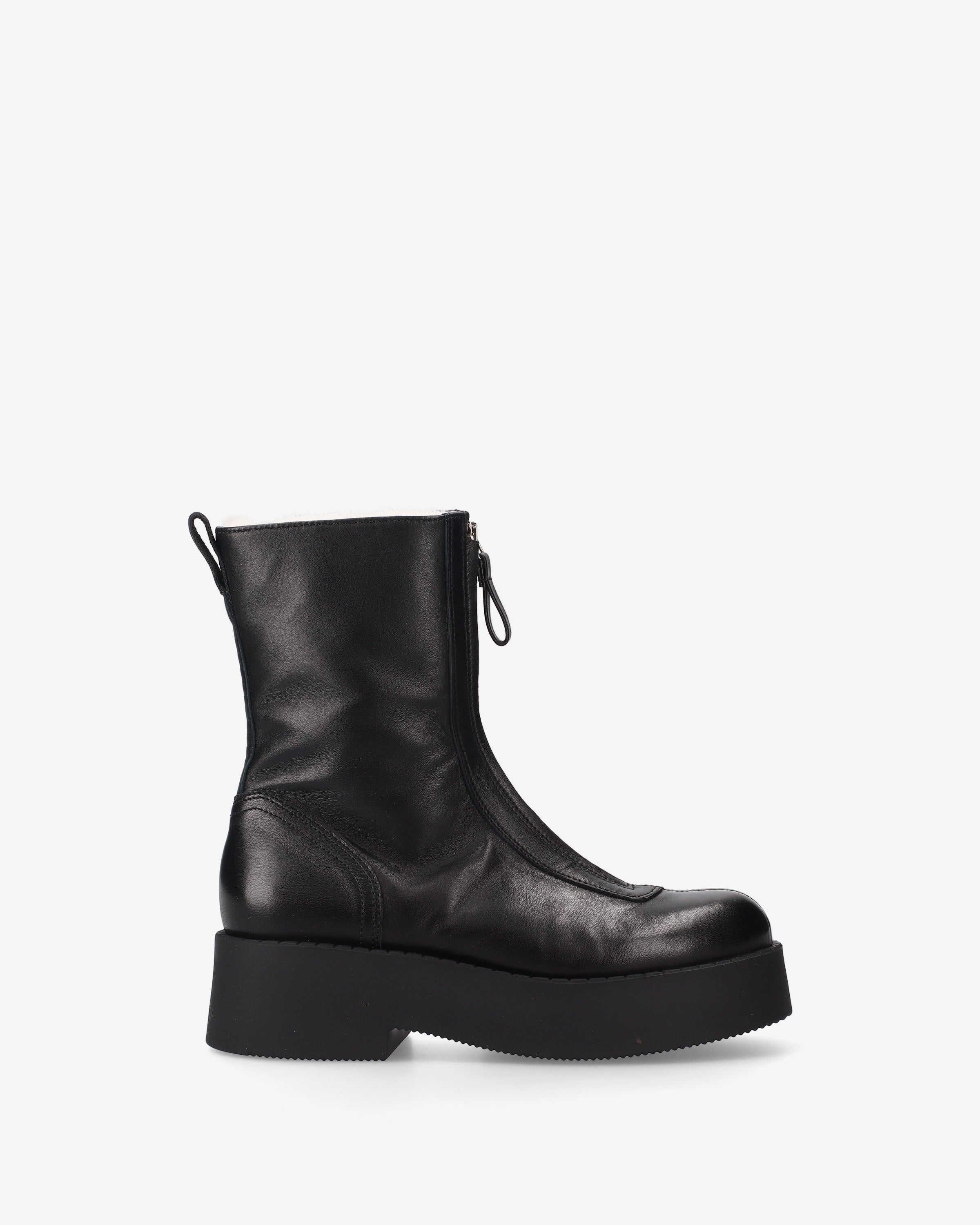 premiata-stivaletti-pelle-nera-montone-damen-platform-stiefel image 1