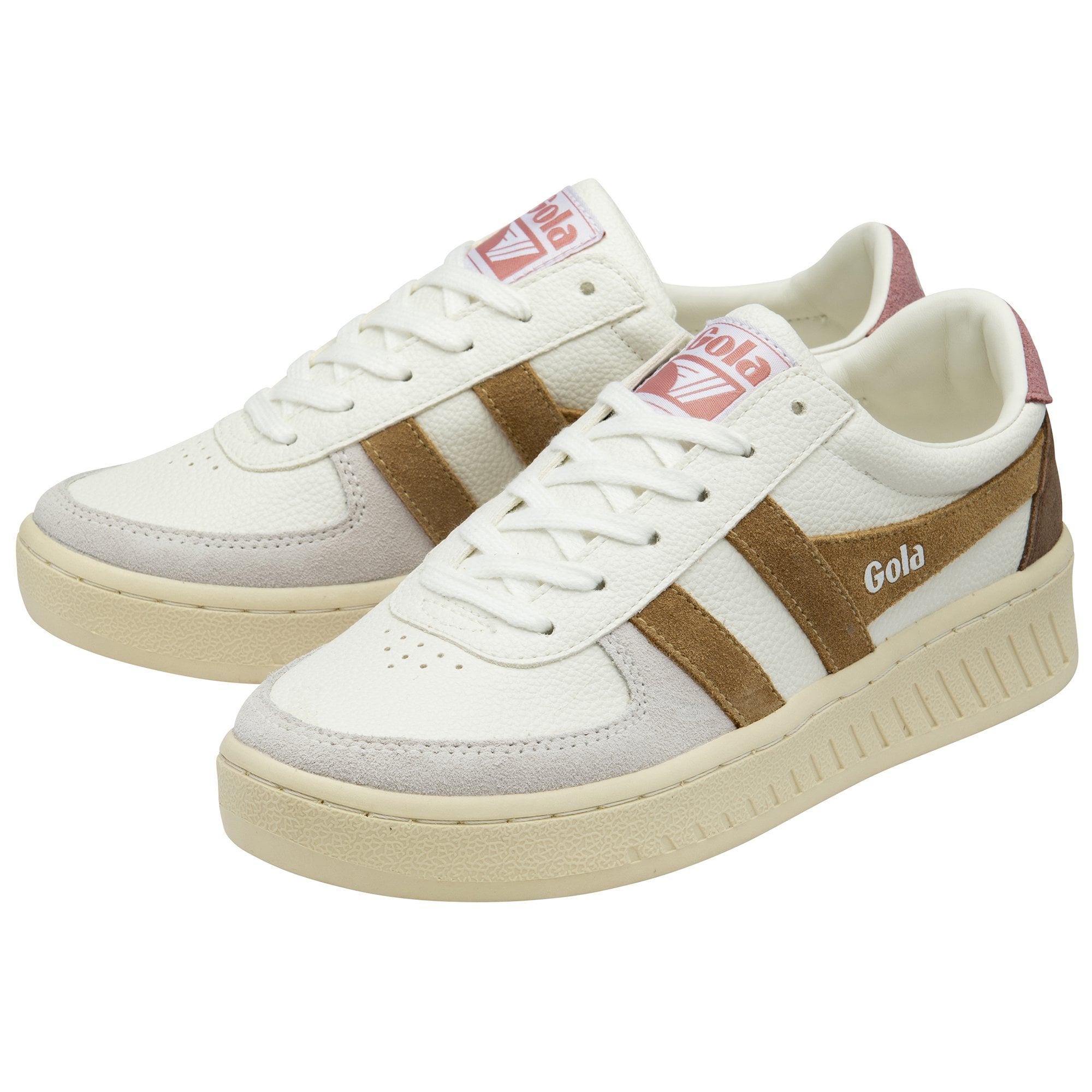 gola-grandslam-trident-damen-court-sneaker-wei-braun-altrosa image 3