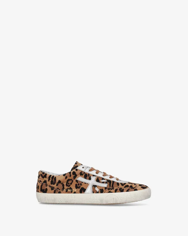premiata-davidd-8604-damen-sneaker-suede-animal-print-beige-schwarz image 1