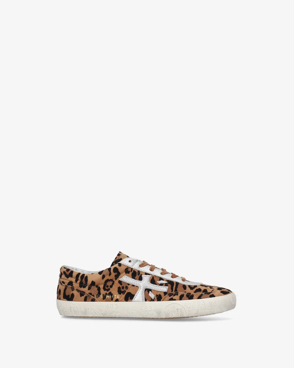 premiata-davidd-8604-damen-sneaker-suede-animal-print-beige-schwarz image 1