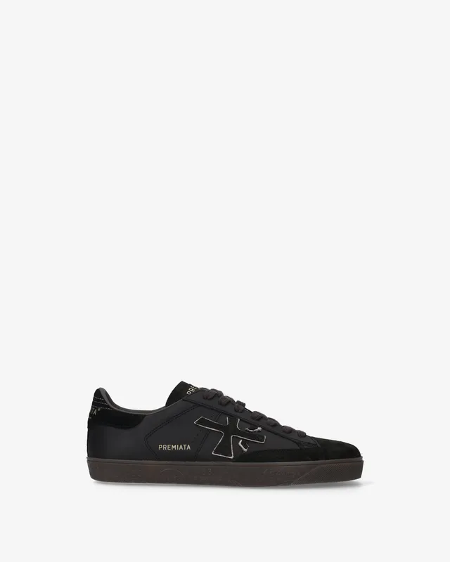 premiata-steven-8484-herren-sneaker-schwarz-leder-suede-mit-2-cm-sohle image 1