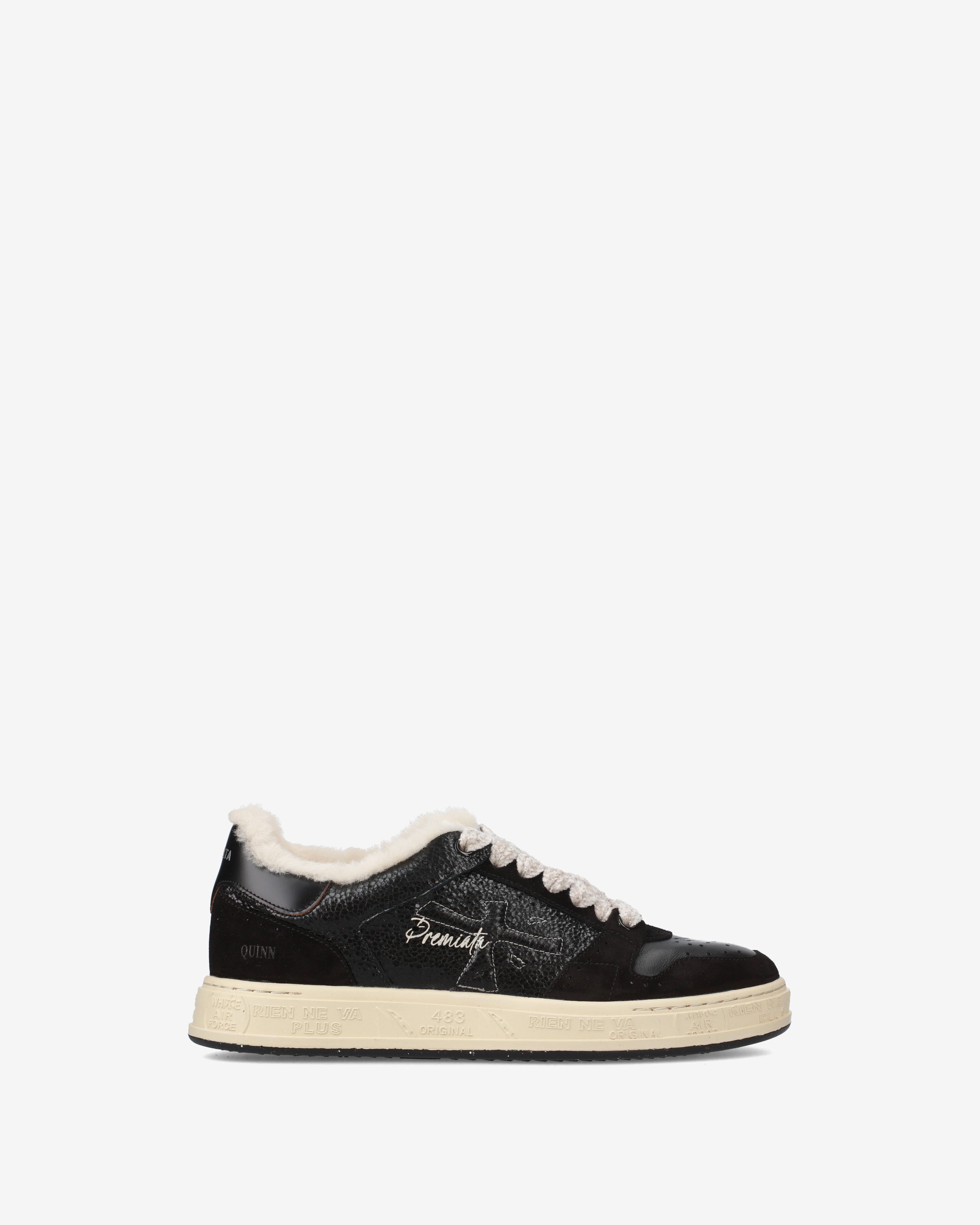 premiata-quinnd-7081m-sneaker-schwarz-leder-reptil-lammfell image 1