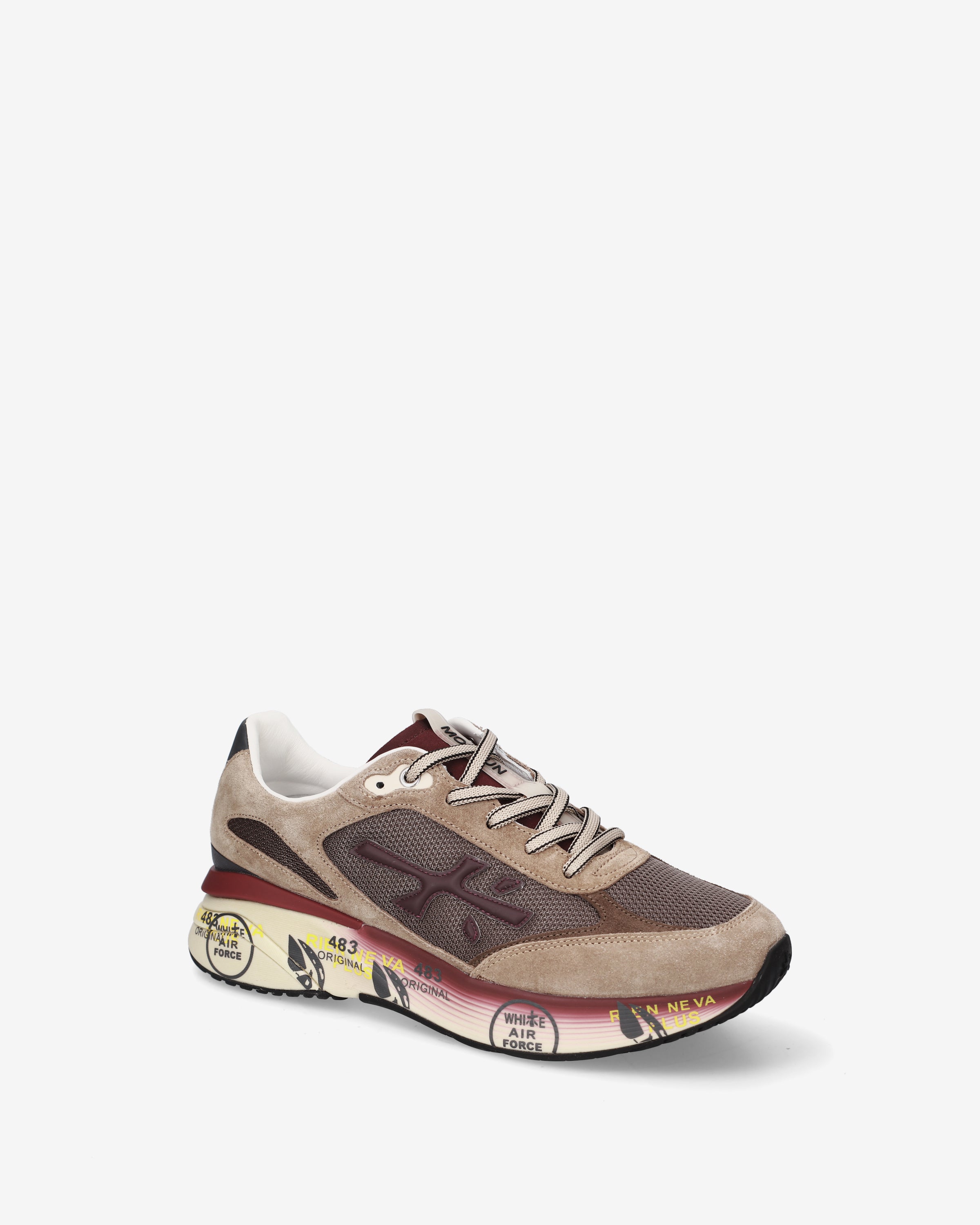 premiata-moerun-8538-sneaker-beige-bordeaux-herren-mesh image 4