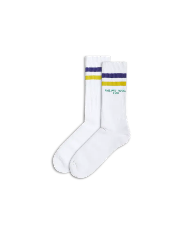 philippe-model-baumwoll-socken-unisex-wei-gelb-violett image 1