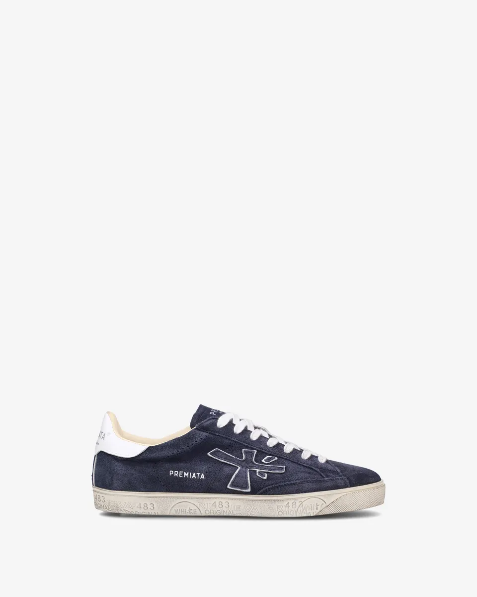 premiata-steven-6643-sneaker-herren-navy-suede image 1