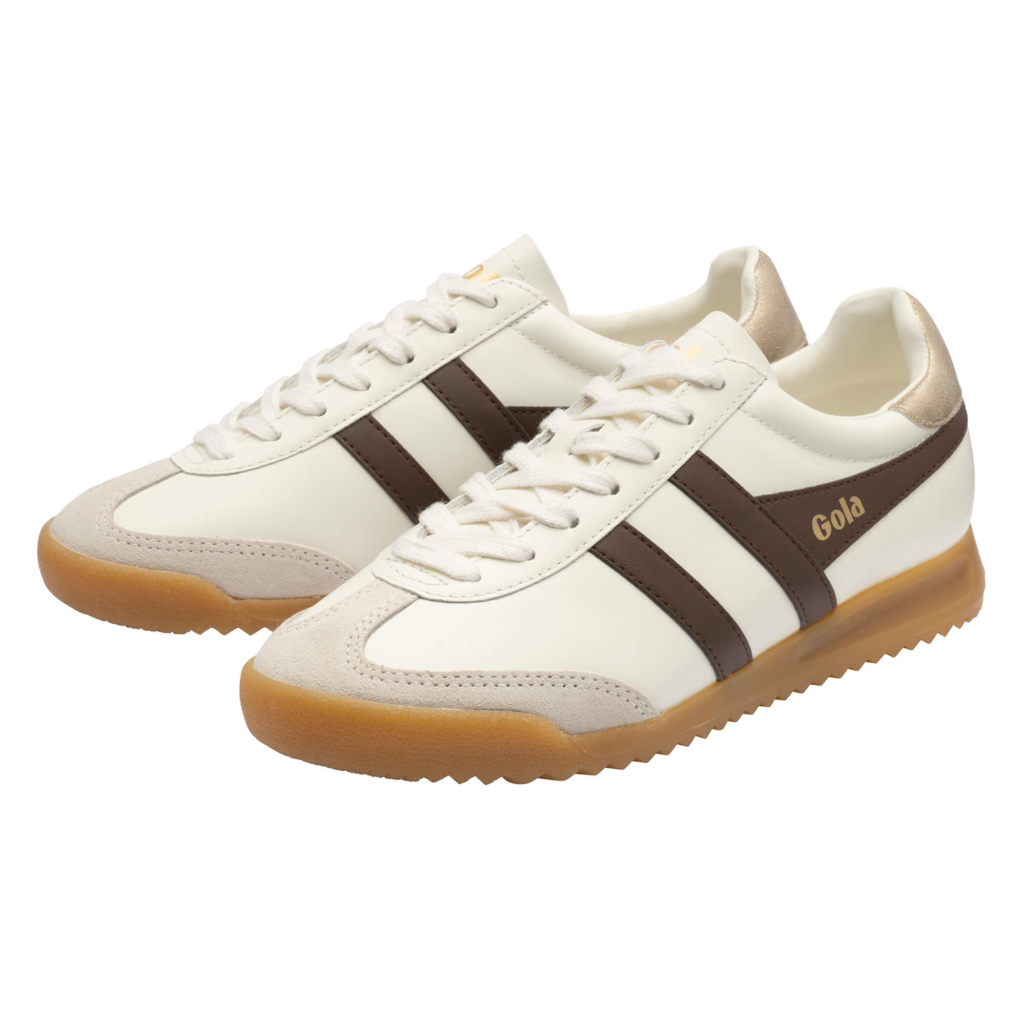 gola-torpedo-damen-sneaker-leder-off-white-dunkelbraun image 3