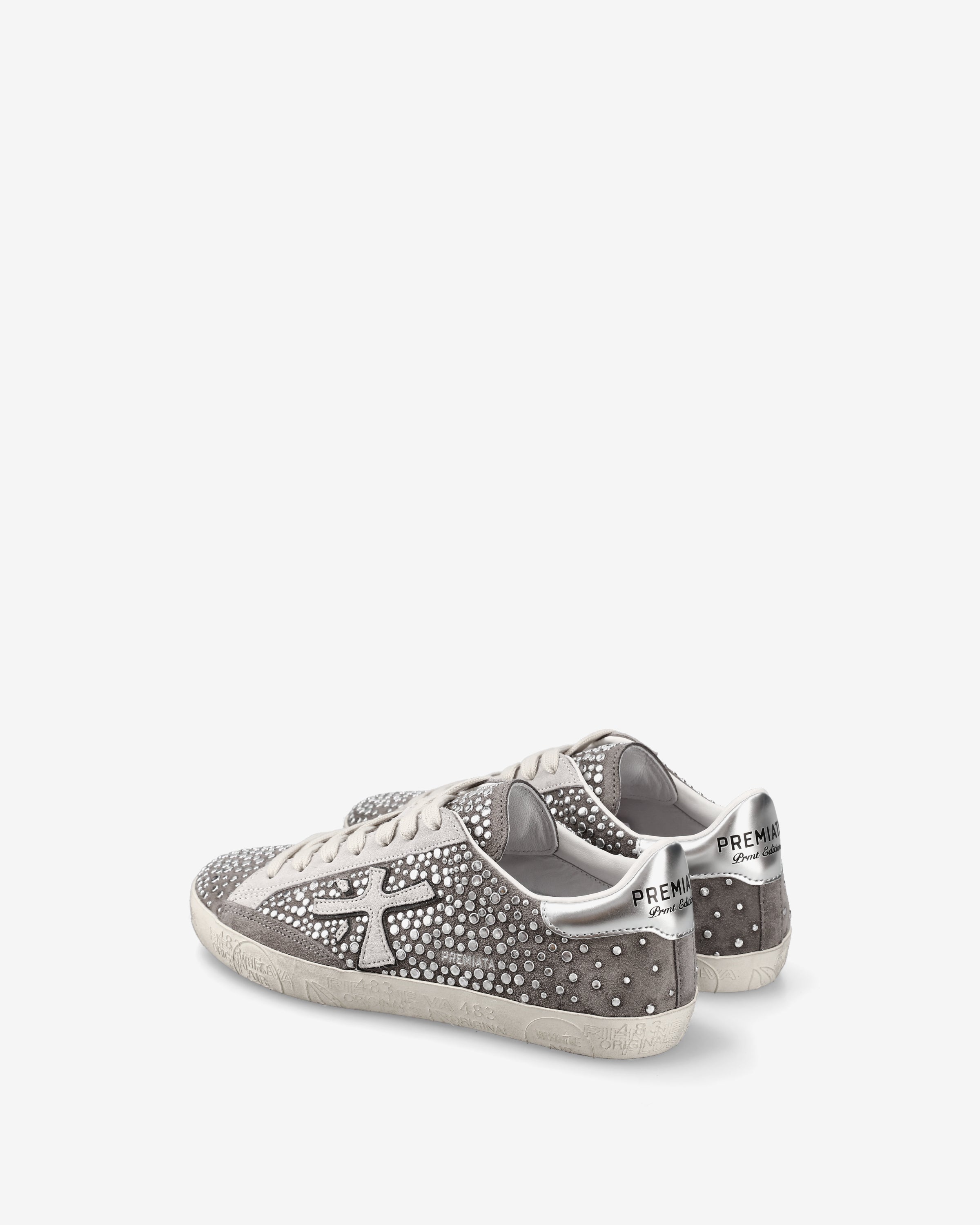 premiata-stevend-7850-damen-sneaker-suede-hellgrau-silber-glam image 5