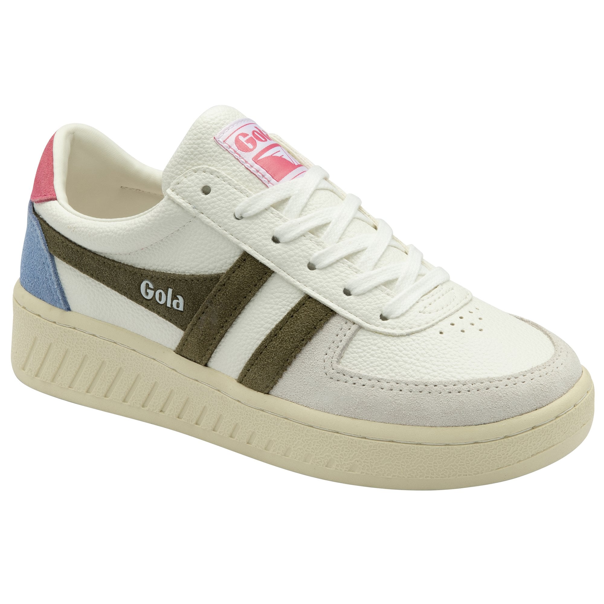 gola-grandslam-trident-damen-sneaker-wei-khaki-neonpink image 2