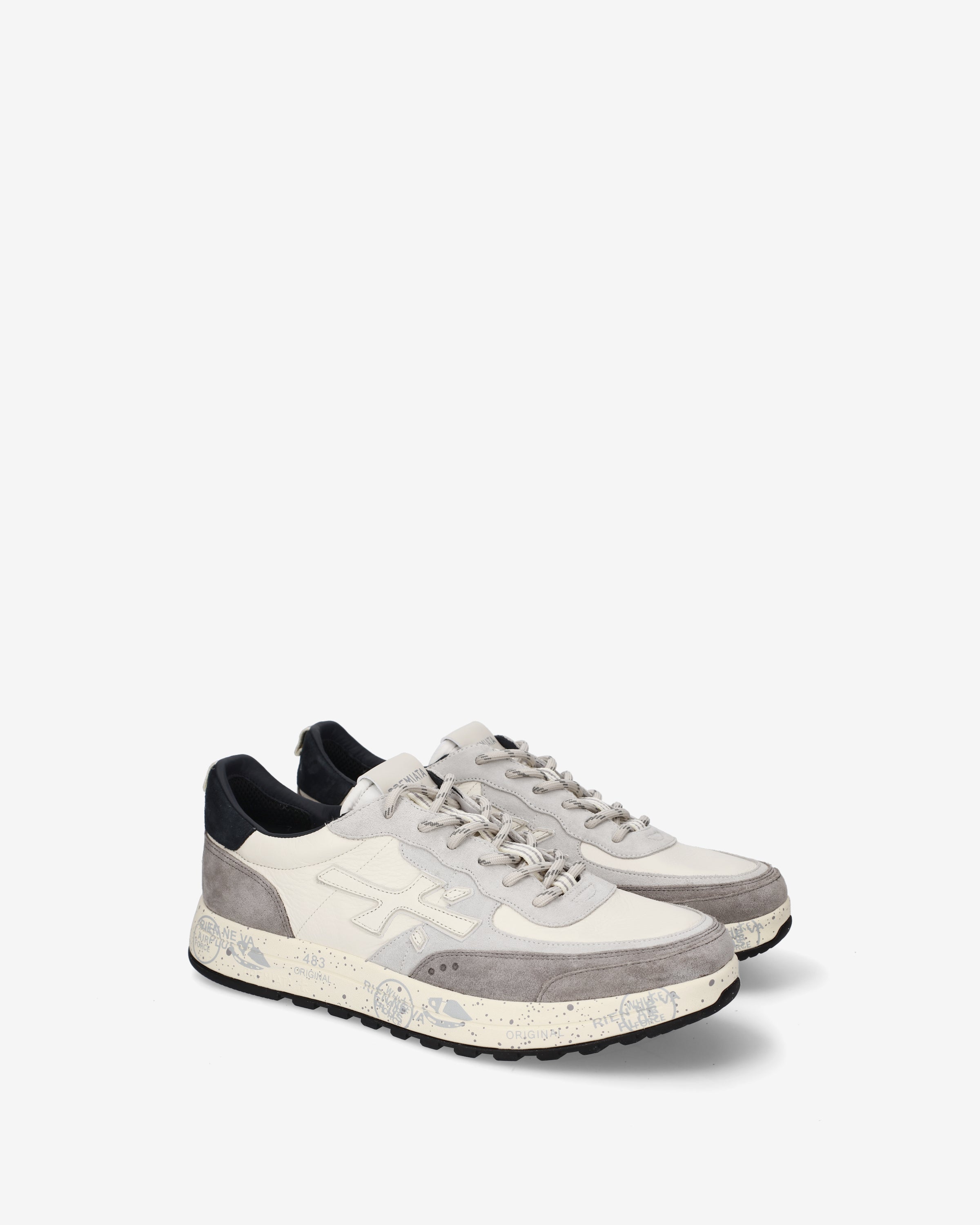 premiata-nous-8466-herren-sneaker-leder-suede-wei-panna-navy image 2