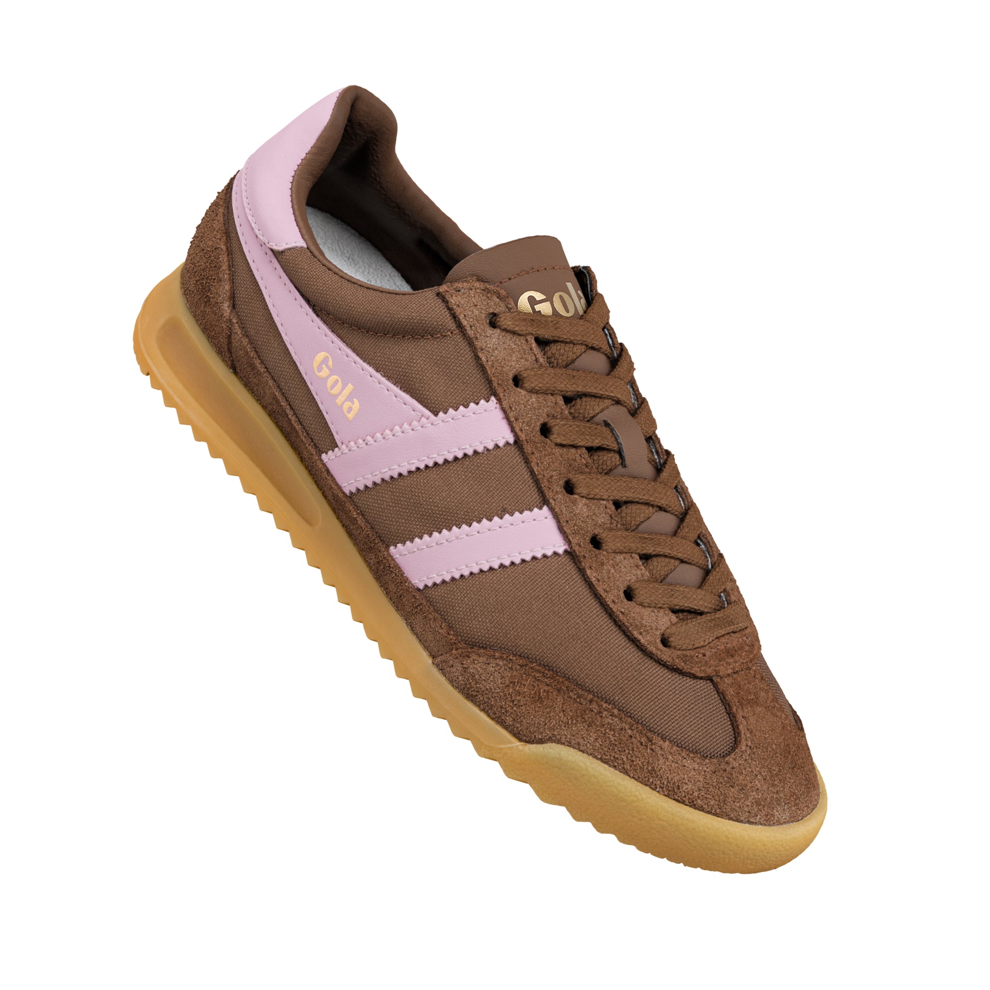 gola-tornado-sneaker-f-r-damen-nylon-wildleder-in-dunkelbraun-bonbonrosa image 5