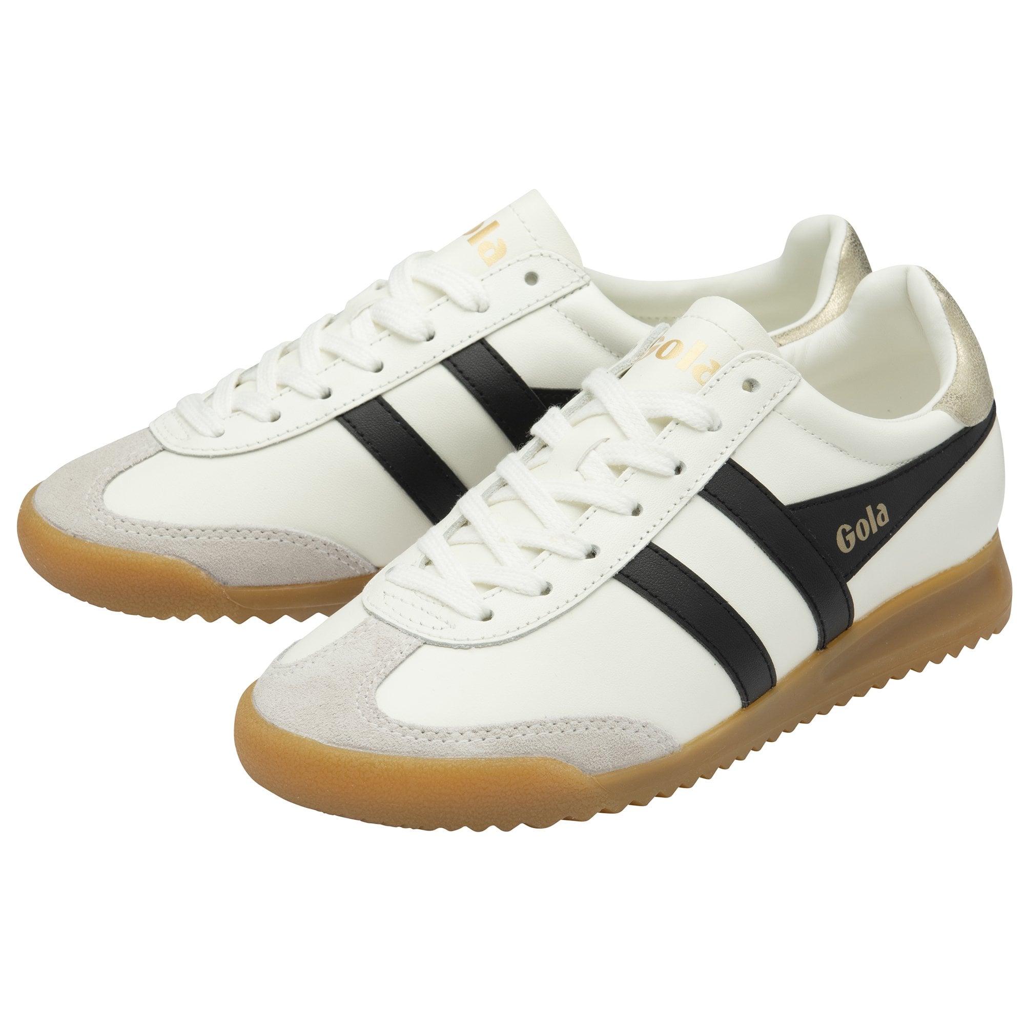gola-torpedo-sneaker-f-r-damen-aus-leder-cremewei-schwarz-mit-goldlasche image 3