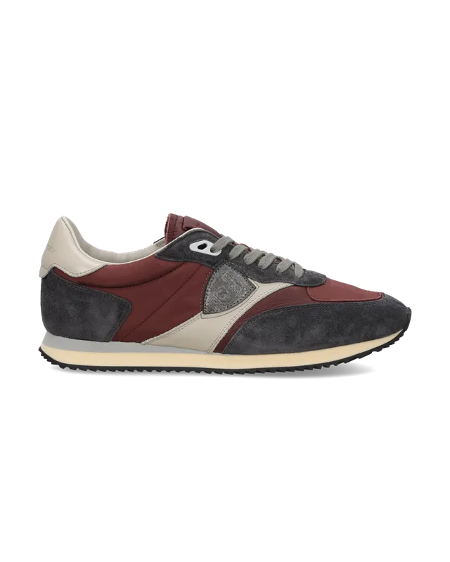 philippe-model-blville-herren-sneaker-grau-bordeaux-ivoire image 1