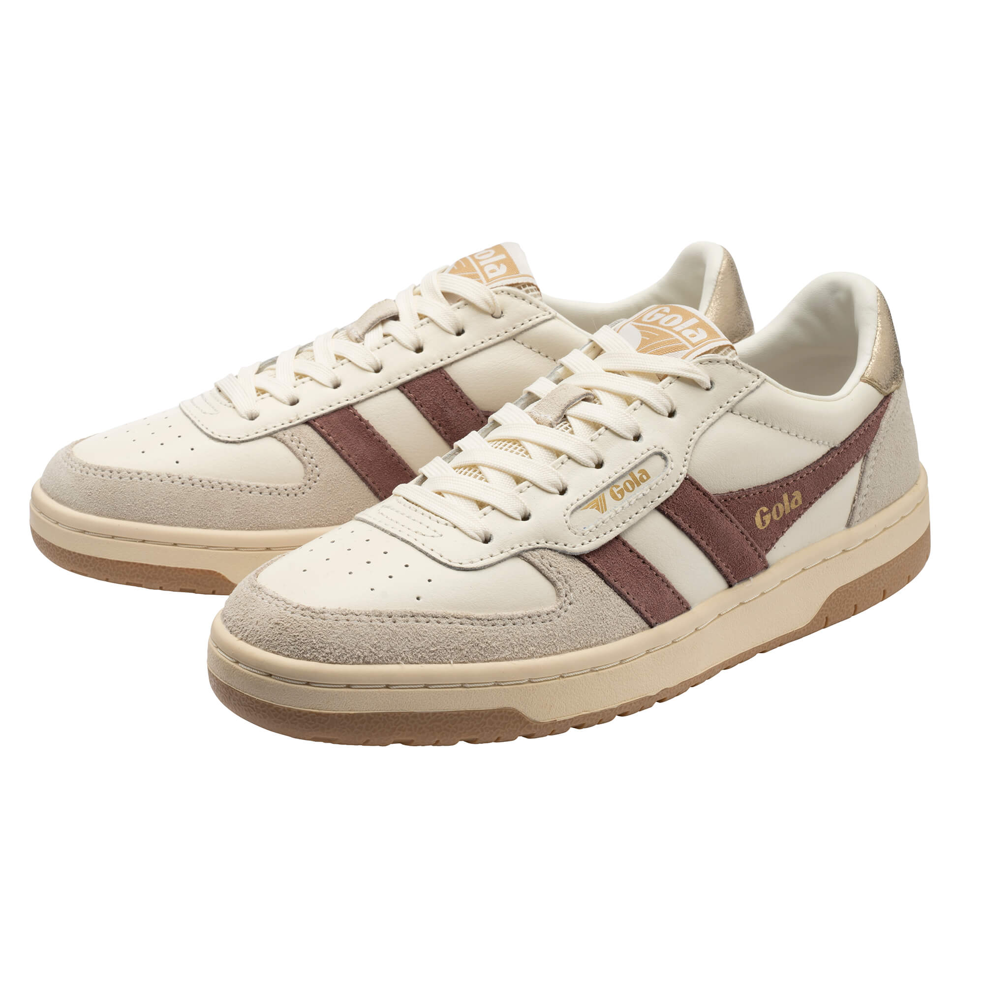 gola-hawk-sneaker-f-r-damen-off-white-braunrosa-gold image 3