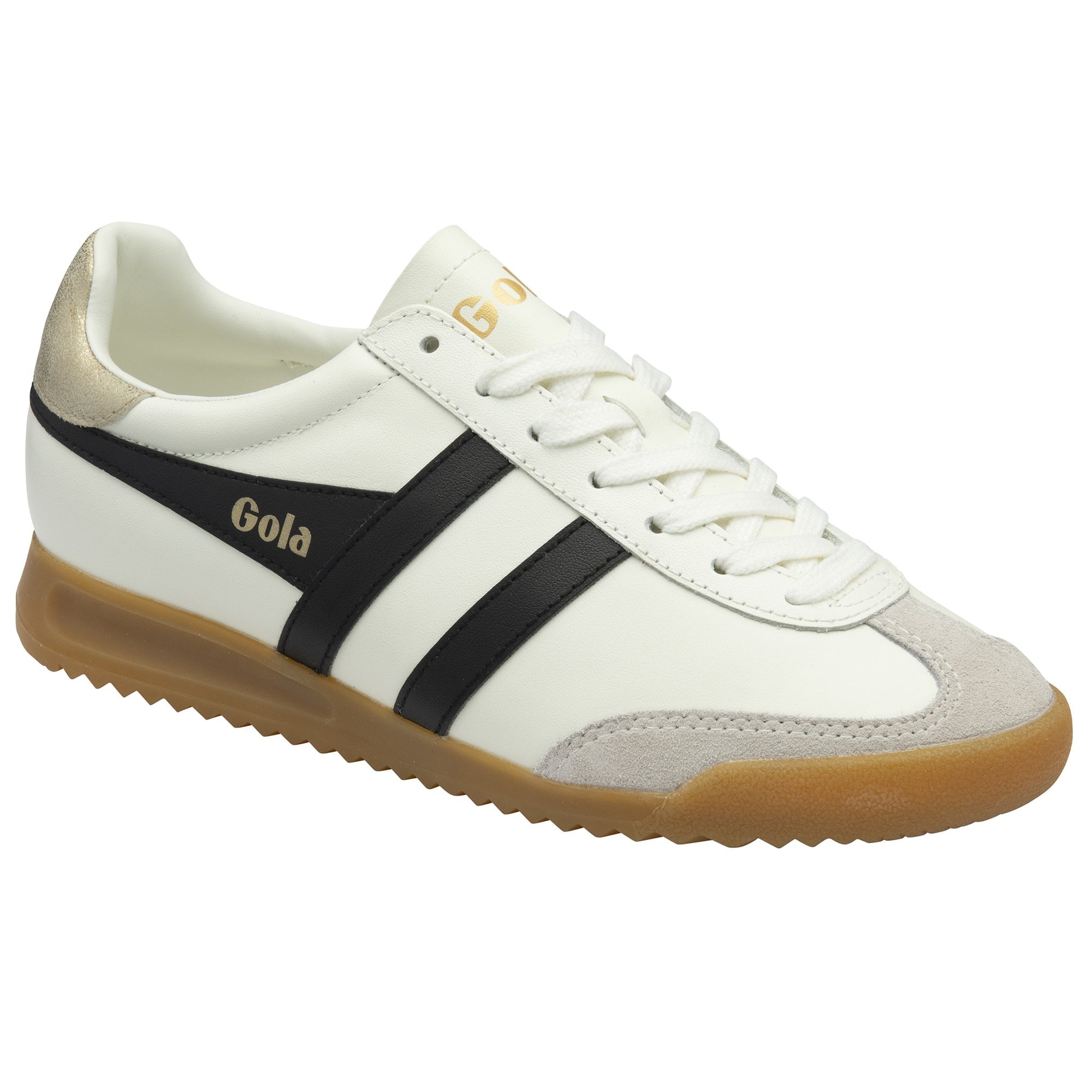 gola-torpedo-sneaker-f-r-damen-aus-leder-cremewei-schwarz-mit-goldlasche image 2