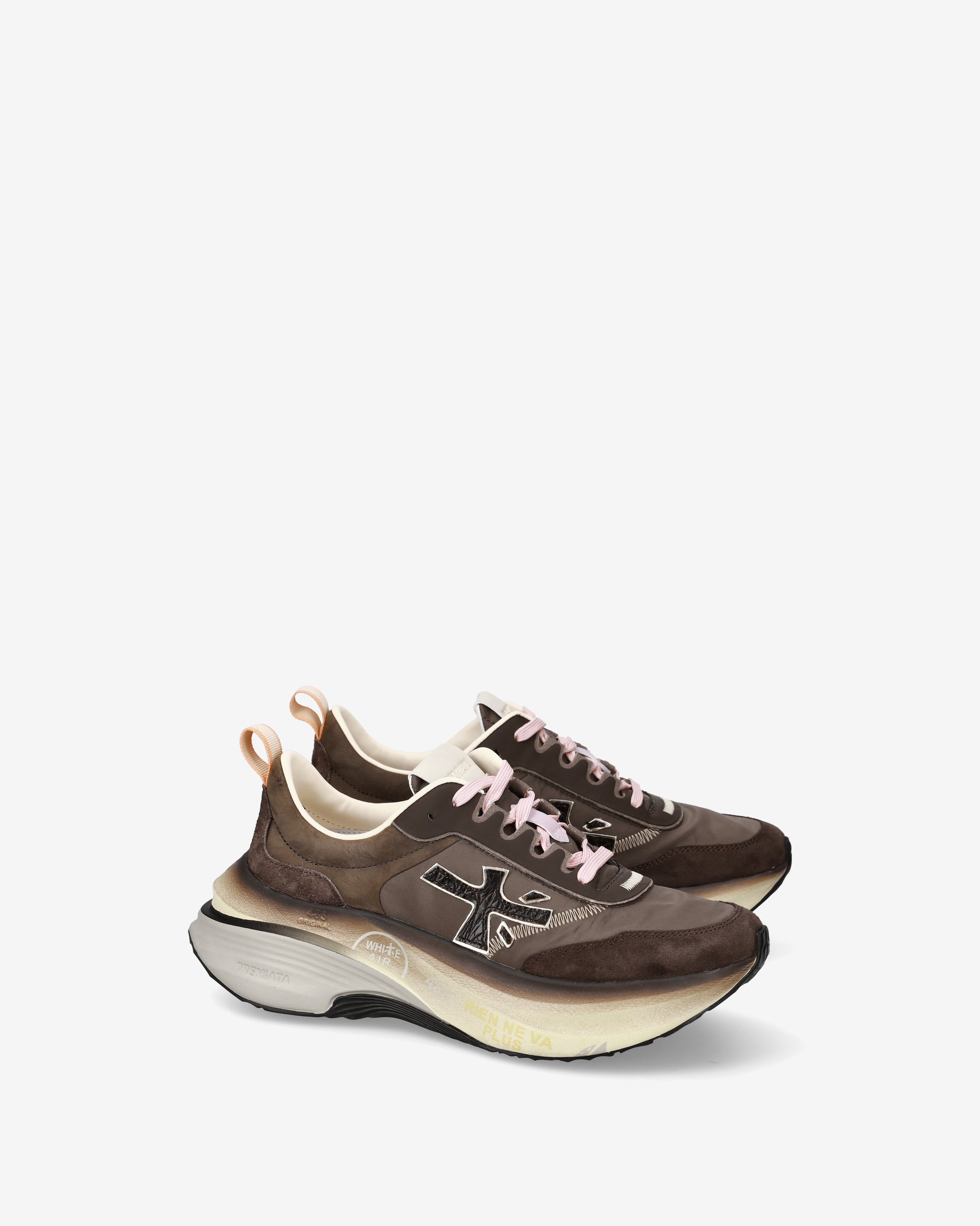 premiata-hill-7896-sneaker-braun-leder-suede-maxi-sohle image 2
