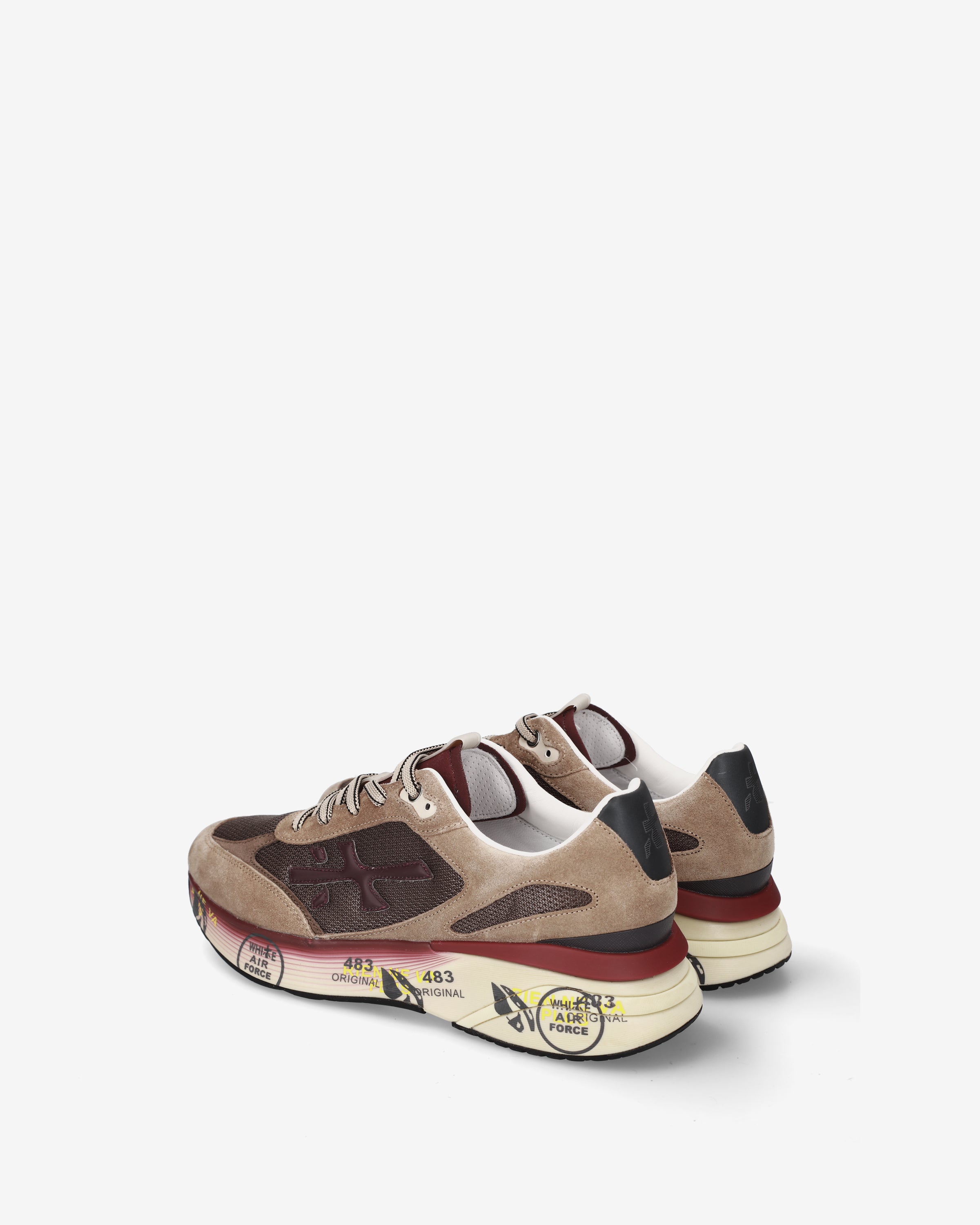 premiata-moerun-8538-sneaker-beige-bordeaux-herren-mesh image 5