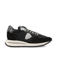 philippe-model-tropez-haute-damen-high-top-sneaker-bordeaux-silber-glitzer image 6