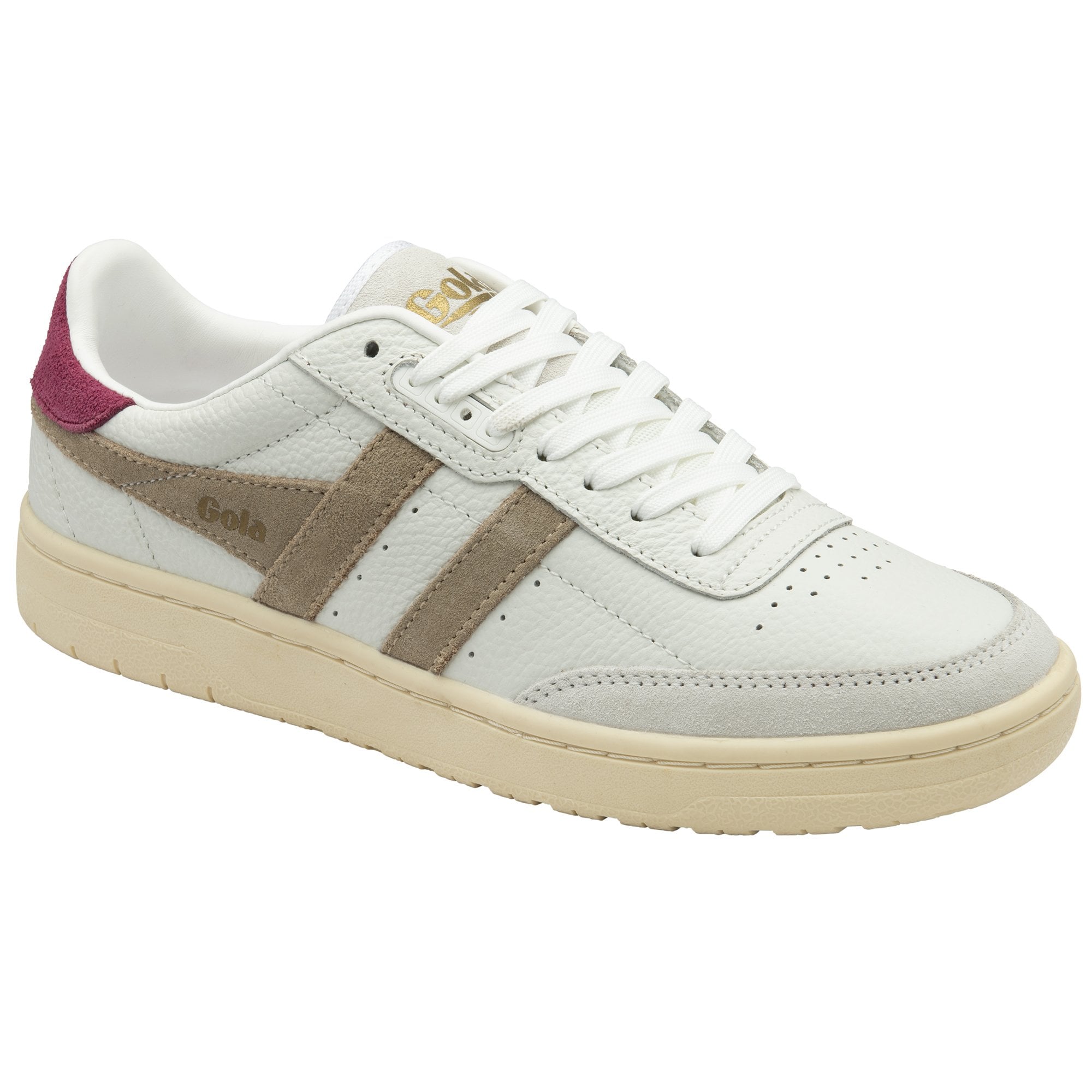 gola-falcon-damen-sneaker-wei-cappuccino-kirschrot-leder image 2