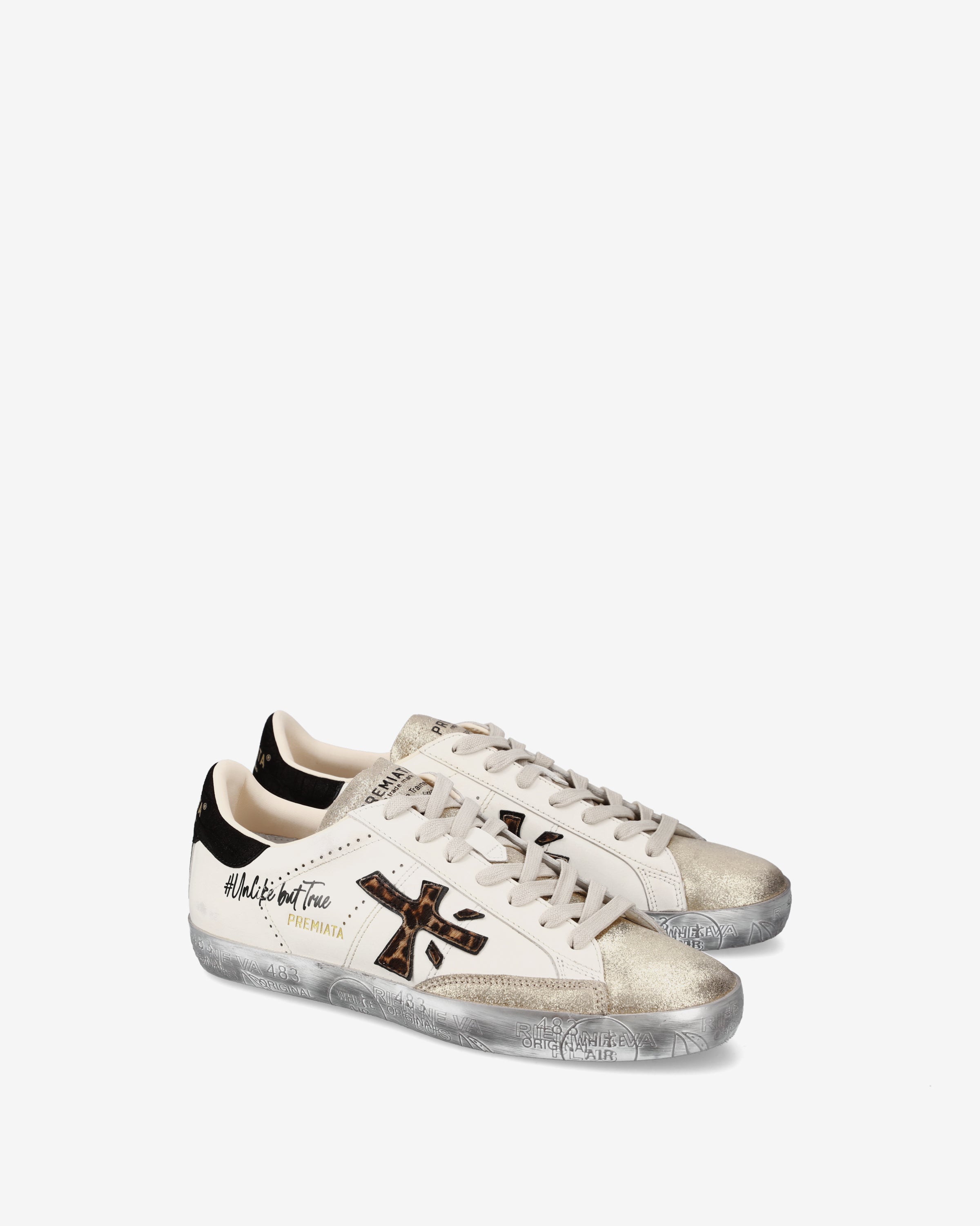 premiata-stevend-7605-sneaker-creme-wei-schwarz-gold-animalier image 2
