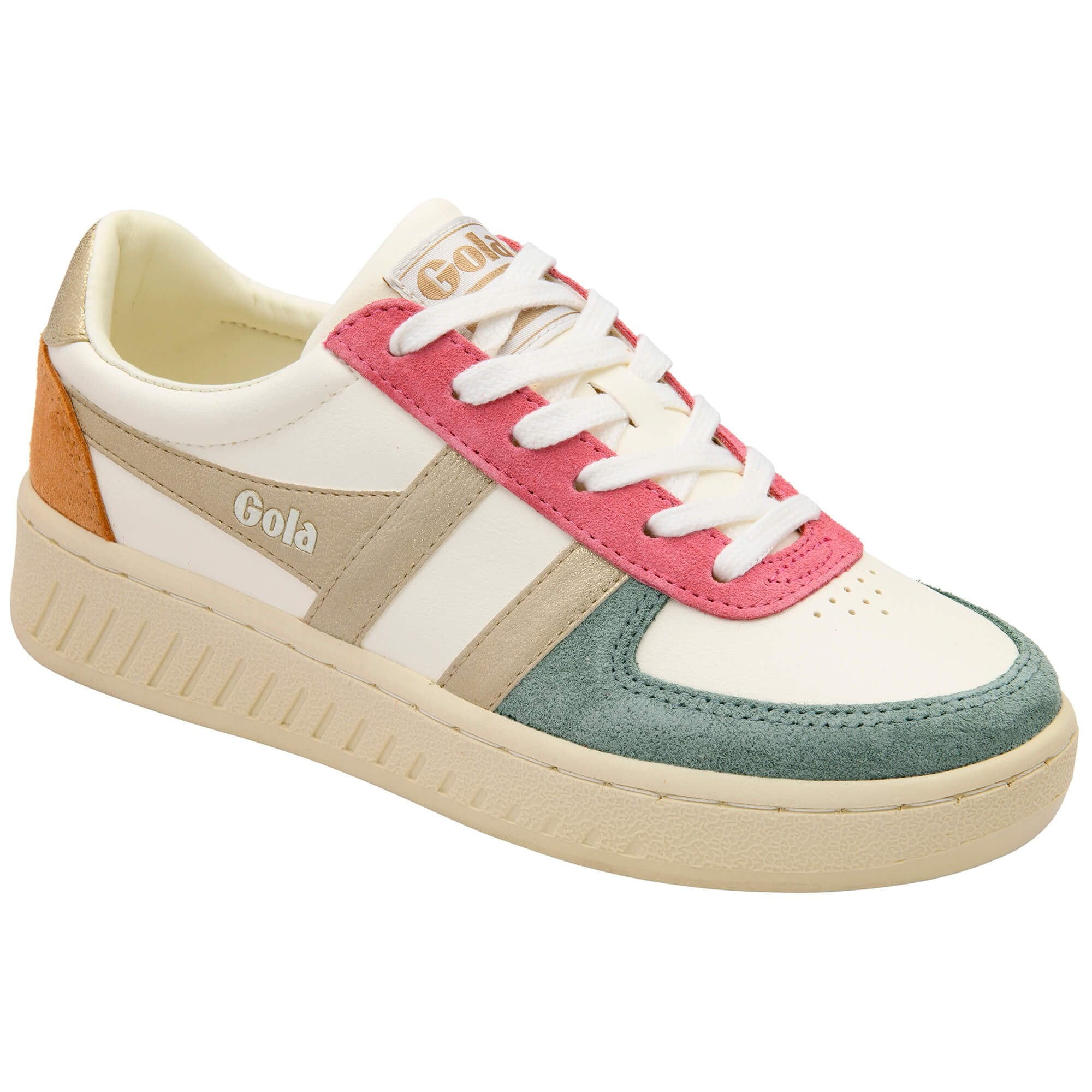 gola-grandslam-quadrant-damen-sneaker-off-white-gr-n-gold-lachsrosa image 2