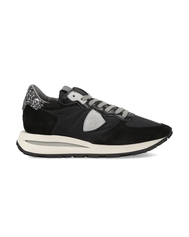 philippe-model-tropez-haute-damen-sneaker-schwarz-silber-mit-pailletten-fersenka image 1