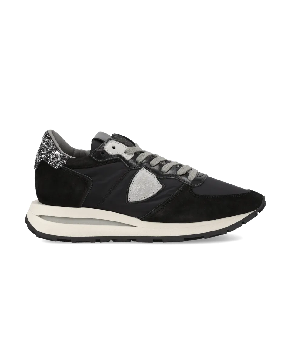 philippe-model-tropez-haute-damen-sneaker-schwarz-silber-mit-pailletten-fersenka image 1