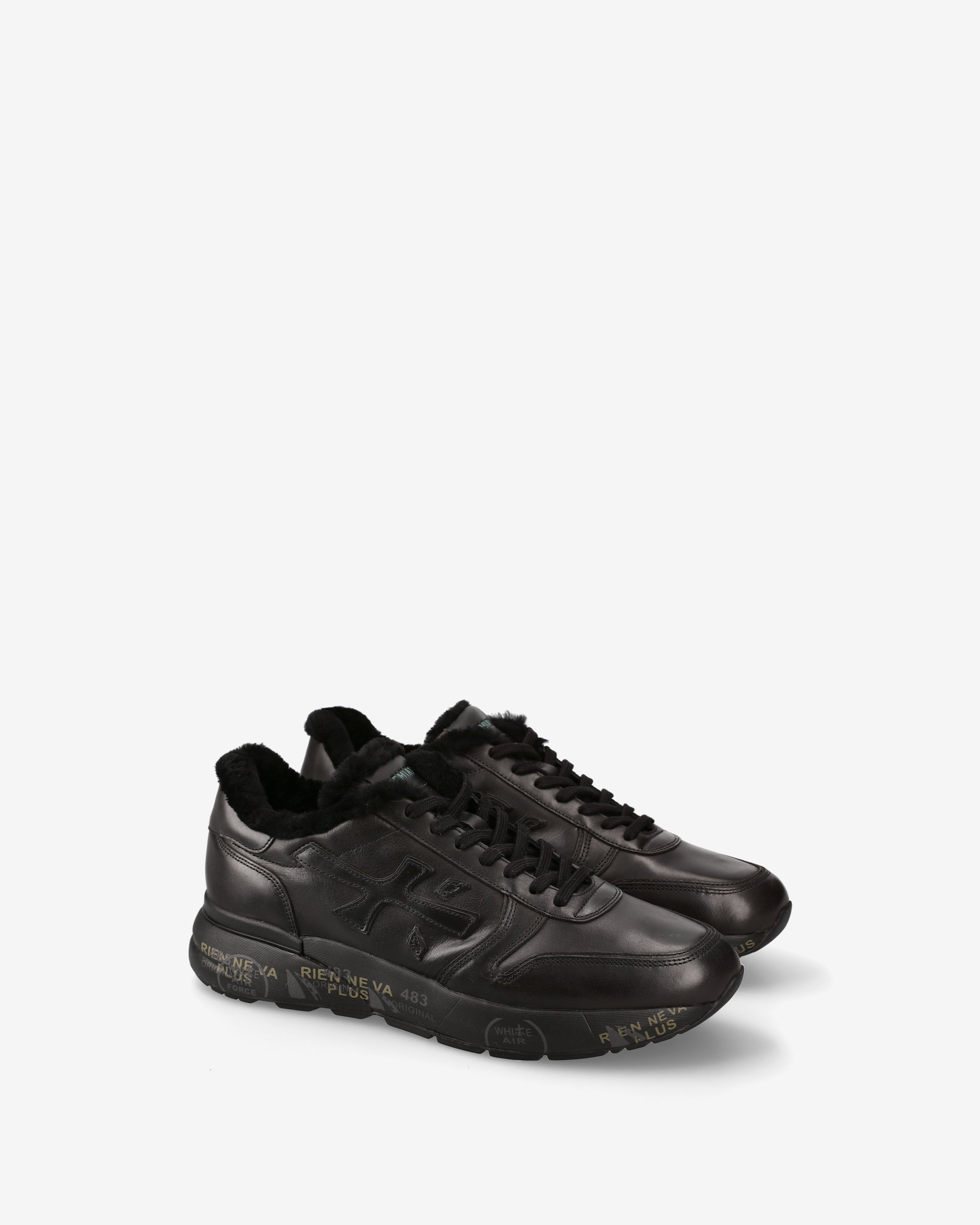 premiata-mick-1453nm-herren-sneaker-schwarz-leder-mit-lammfell image 2