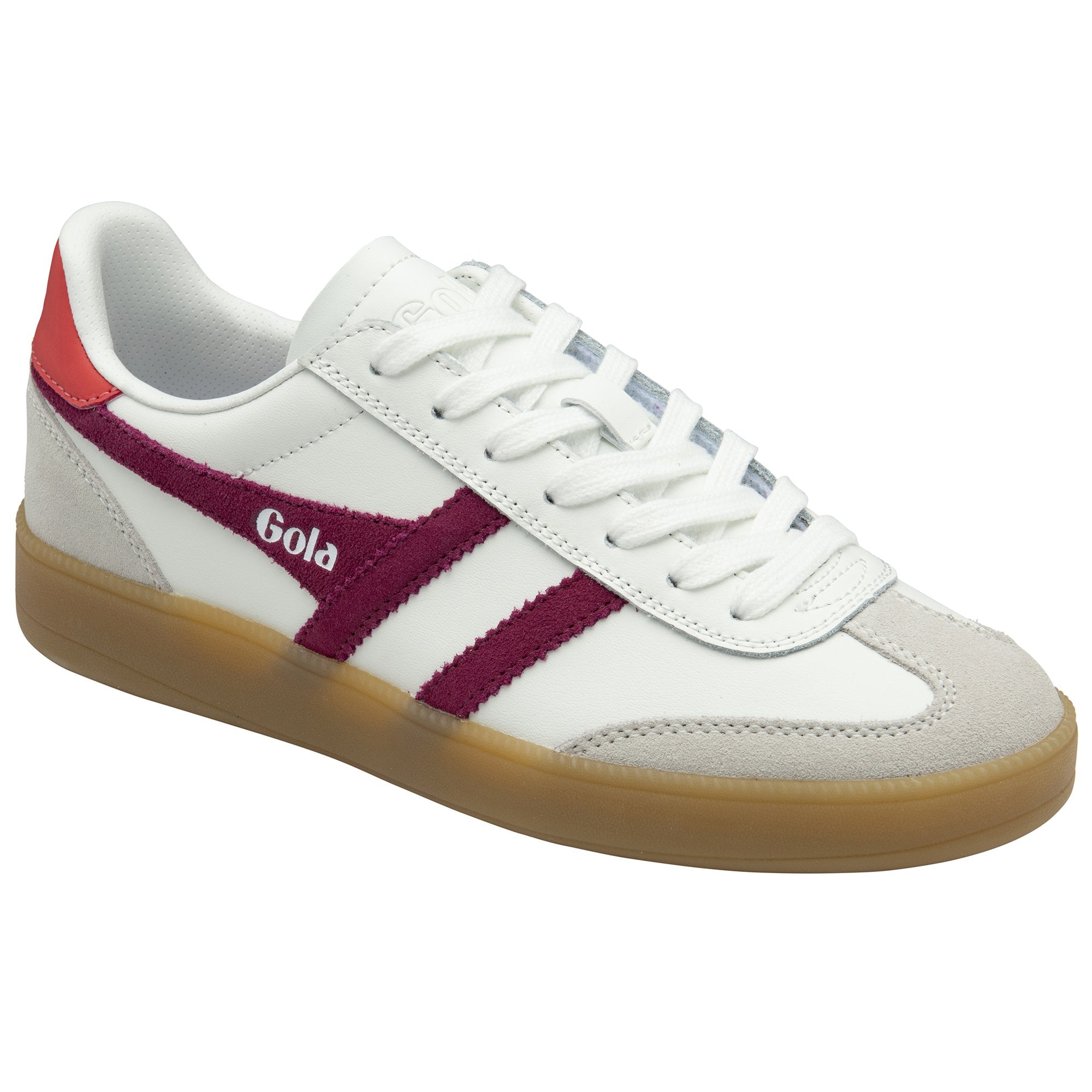 gola-viper-damen-sneaker-aus-leder-wei-kirschrot-koralle image 2