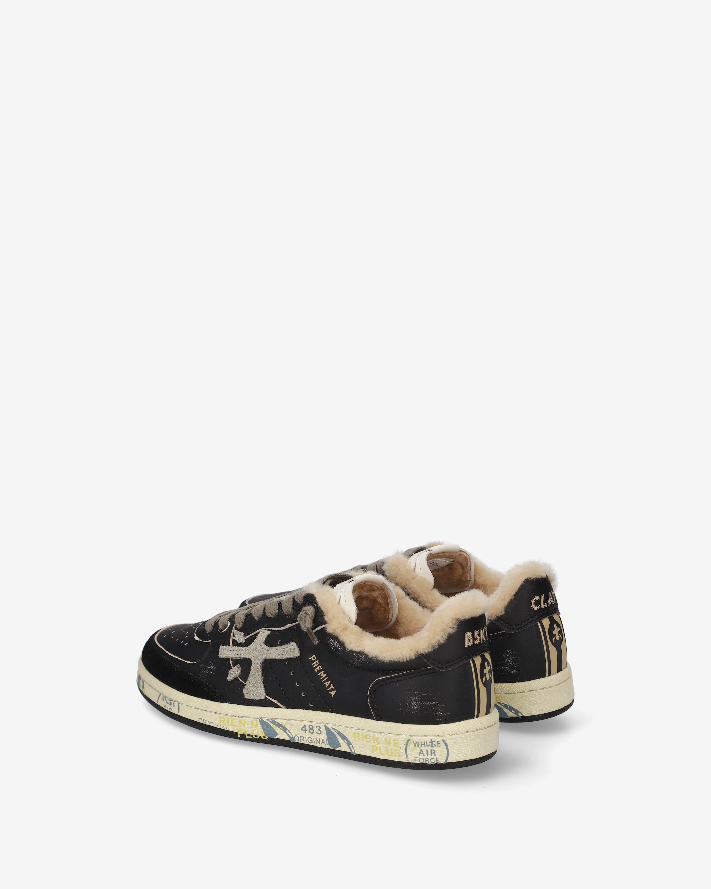premiata-bskt-clayd-6909m-sneaker-herren-schwarz-used-look image 5
