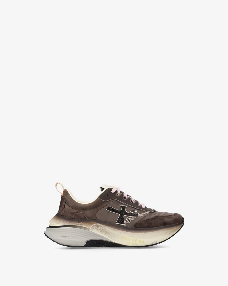 premiata-hill-7896-sneaker-braun-leder-suede-maxi-sohle image 1